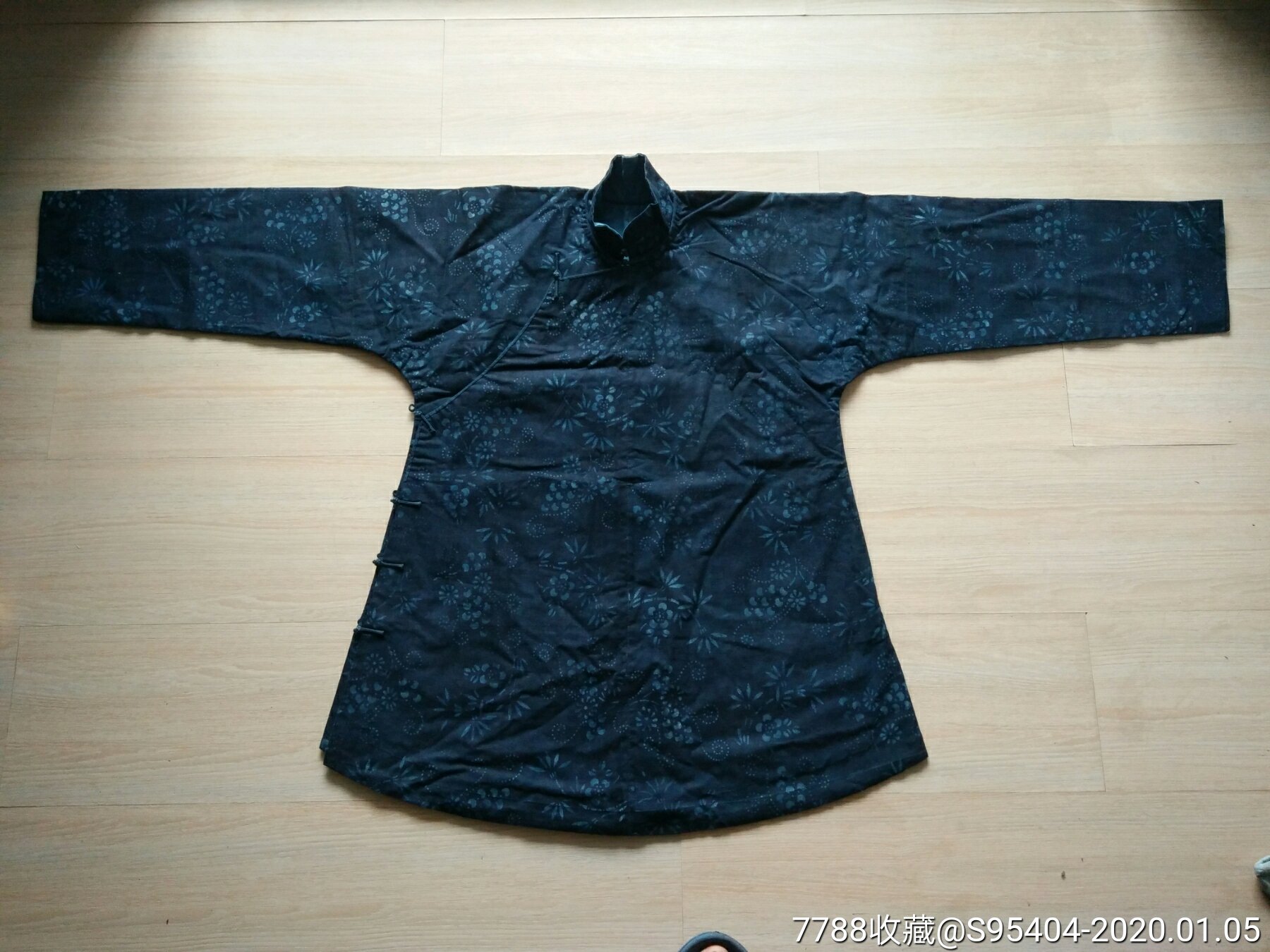 清末民国蓝花布大襟袄.