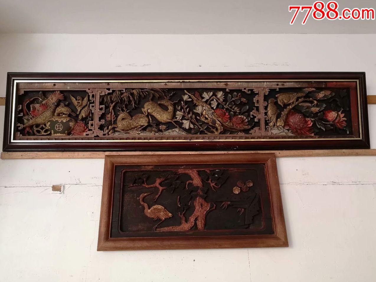 清代精品描金矿彩横梁-价格:22000元-se70575772-木雕花板-零售-7788收藏__收藏热线