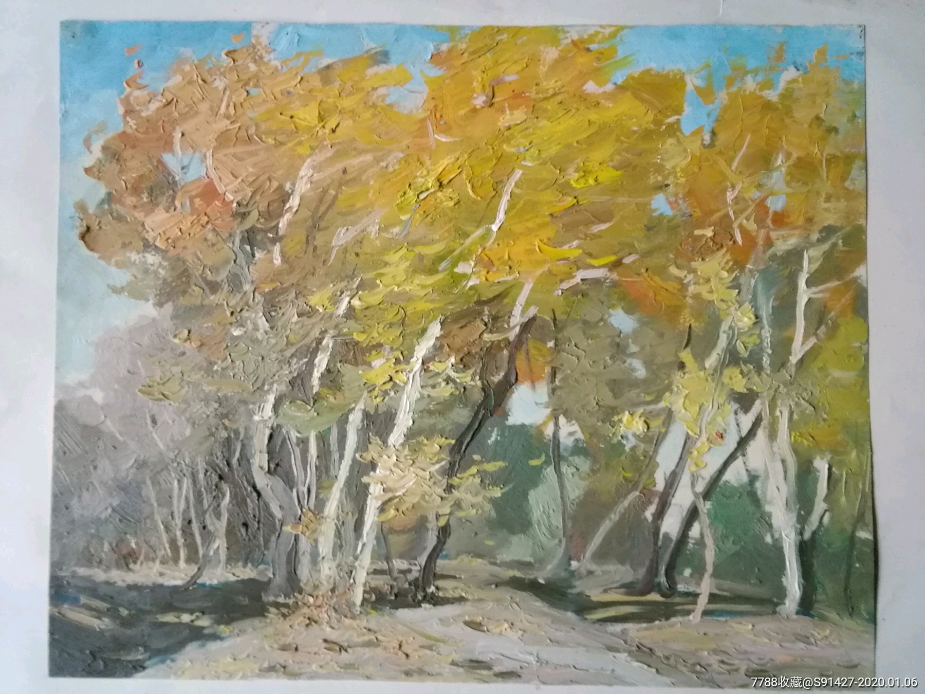 白桦林风景油画装饰装修素材免费下载(图片编号:4873563)-六图网