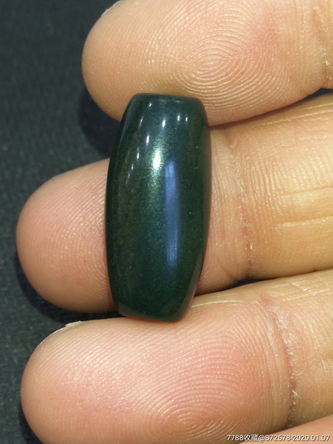 阿富汗老绿玉髓管珠