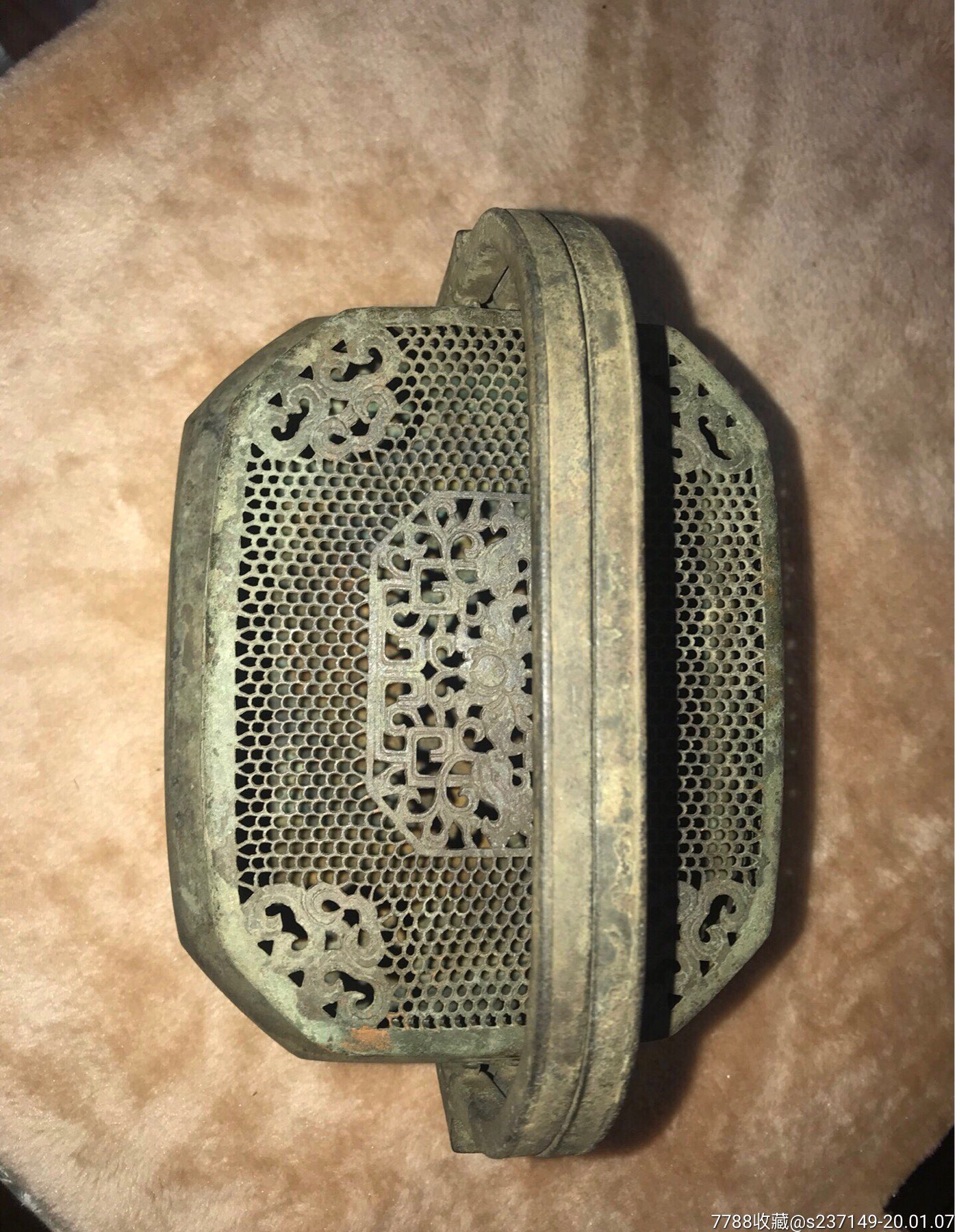 清代厚重紫铜暖炉.