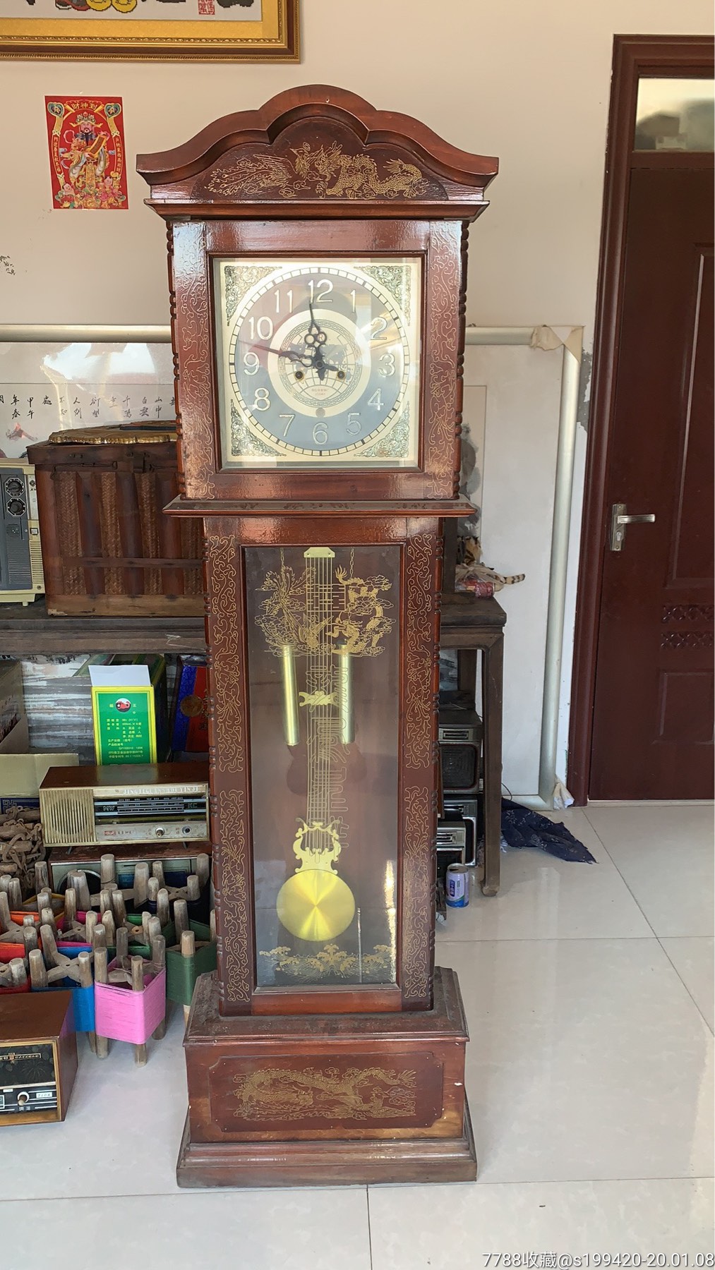 老落地钟高1865520宽完好无损正常使用走时精准1280元不议价