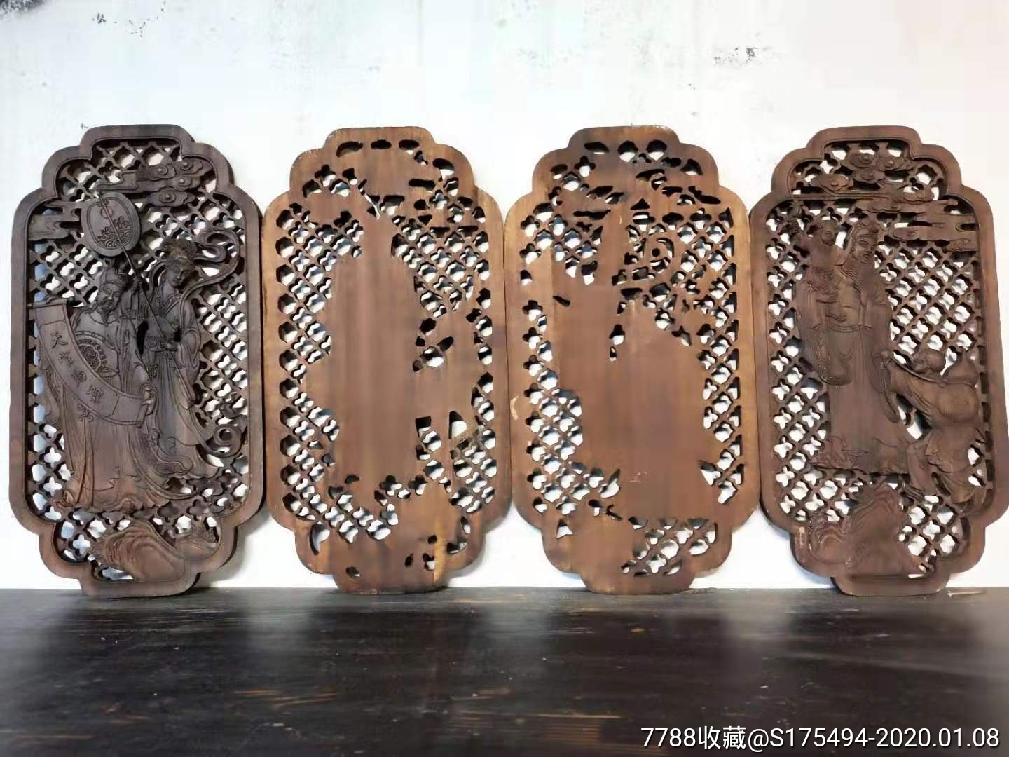 香樟木手工雕刻,福禄寿喜,人物图案挂件一套,雕刻精致