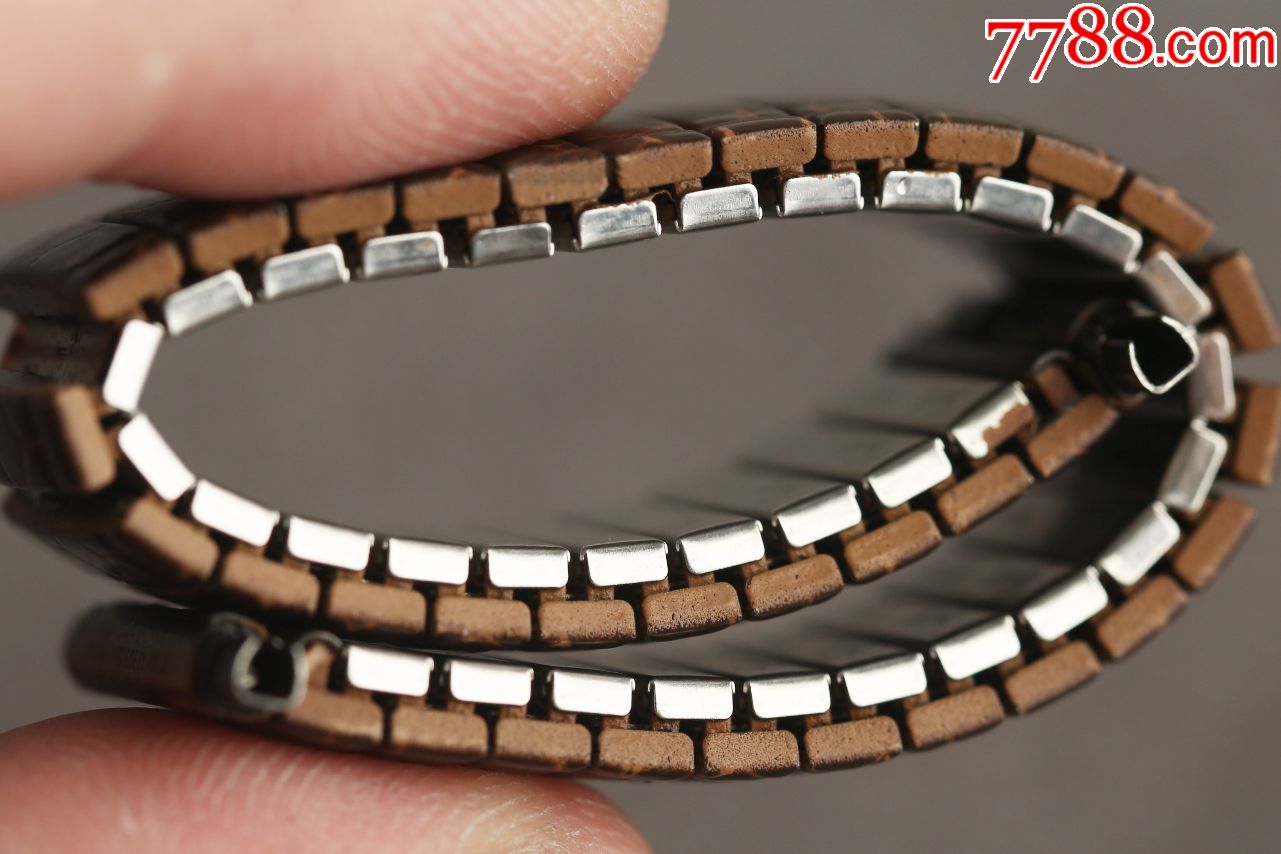 极品收藏美国古董弹簧表带深棕色蛇皮纹拍卖回流所得仅此一条