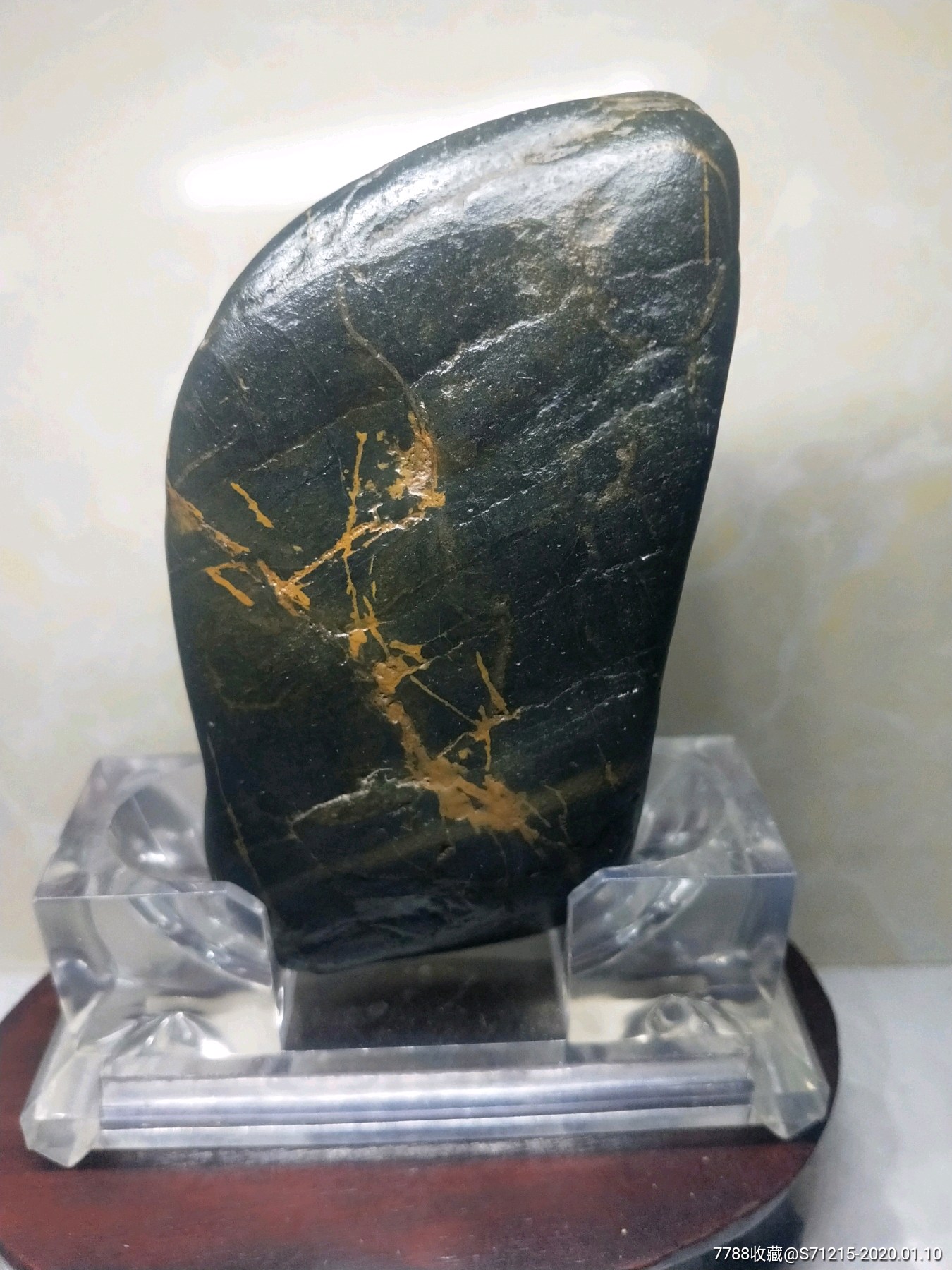 《赣江水墨石黑陶石画面石金缕石》(兰花)
