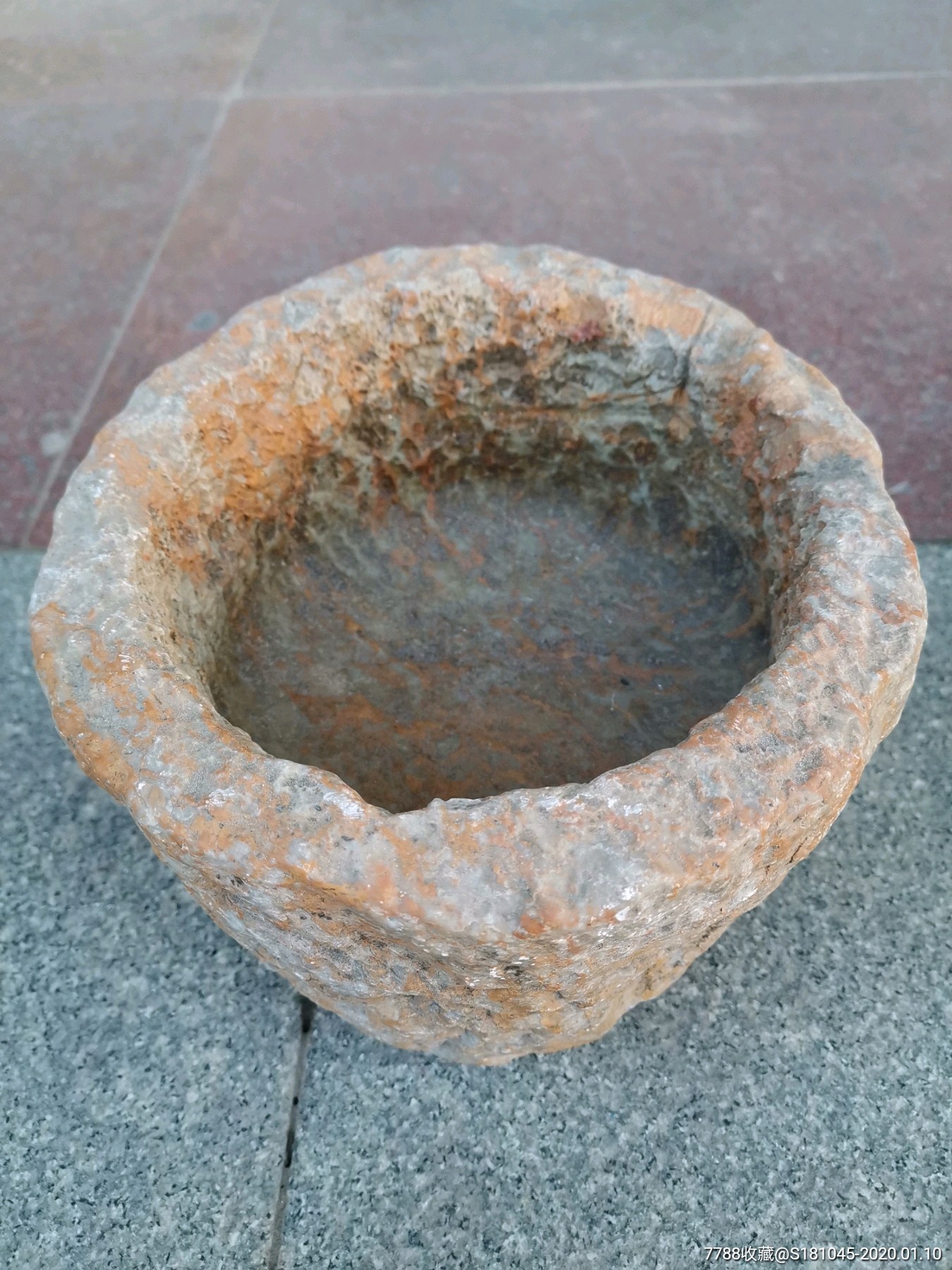 包浆一流光滑的五花石小石盆两个-石盆/石槽-7788字画网