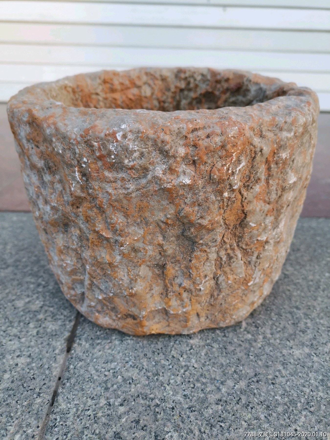 包浆一流光滑的五花石小石盆两个-石盆/石槽-7788字画网