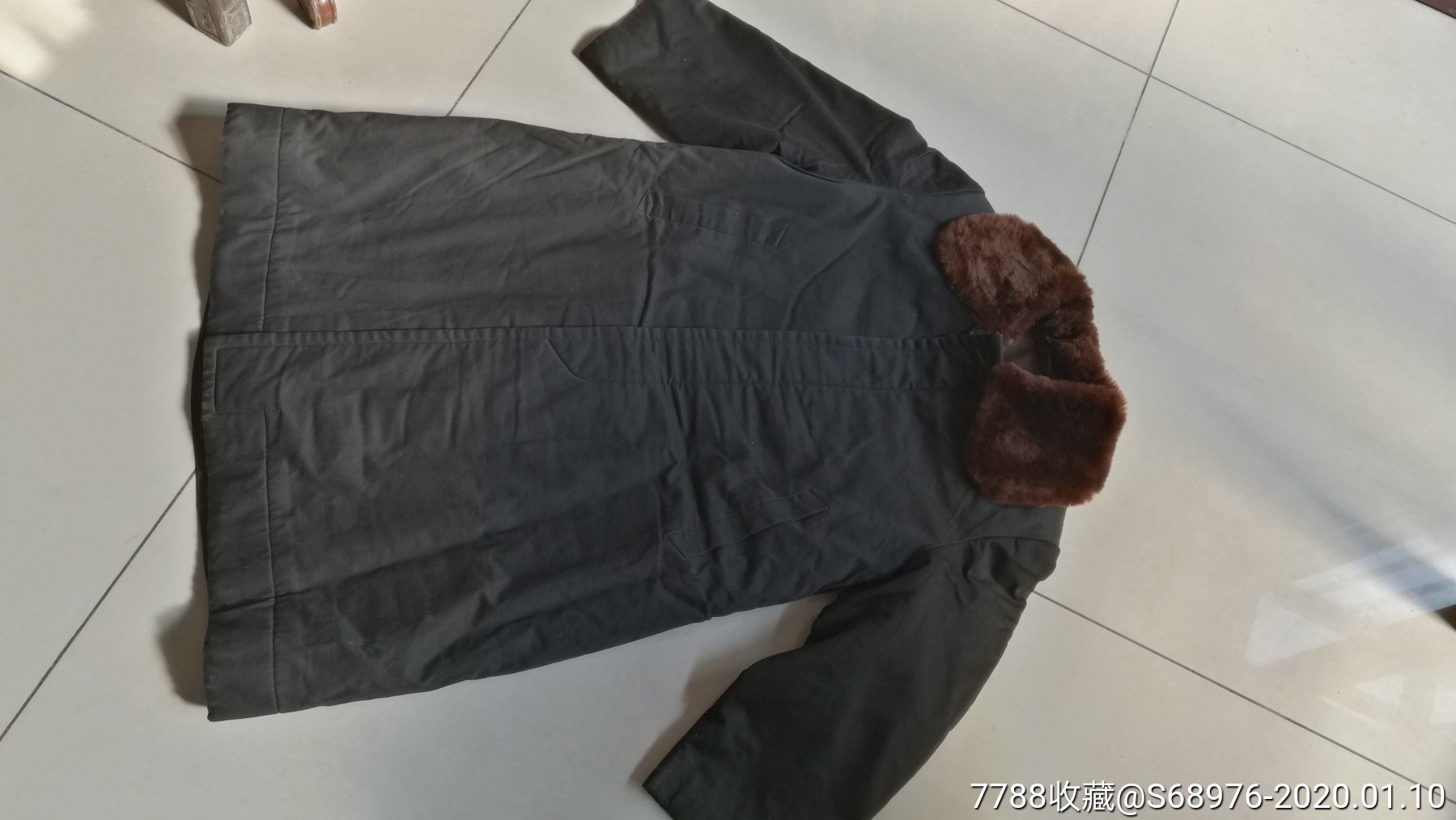 民国华达呢面料羊皮里貂皮毛领老大衣