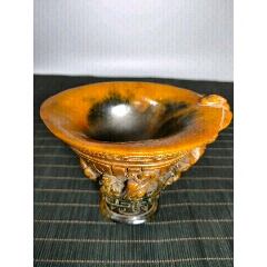 旧藏8203;老8203;牛角雕8203;刻螭龙牛角8203;杯摆件(se70653509)_7788收藏__收藏热线