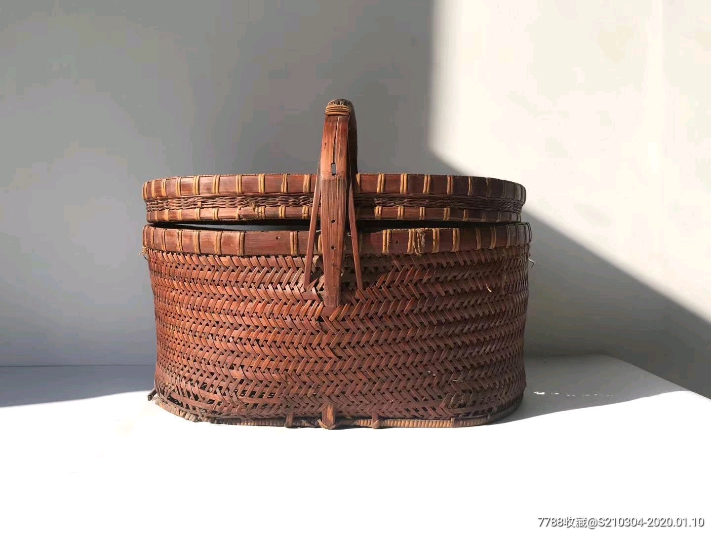 手工编织,花纹精美,完整包老,包浆自然-价格:613元-se70656279-竹篮