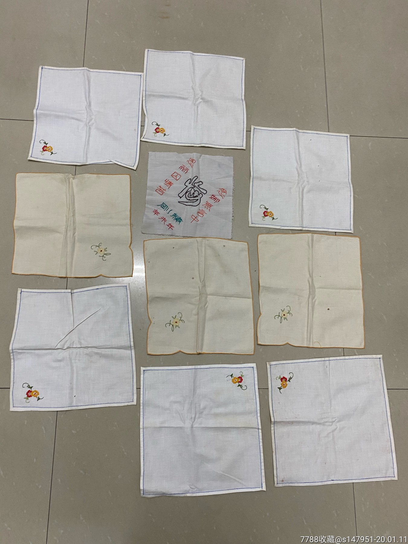 小手绢9个一起新的有脏怀旧收藏影视道具