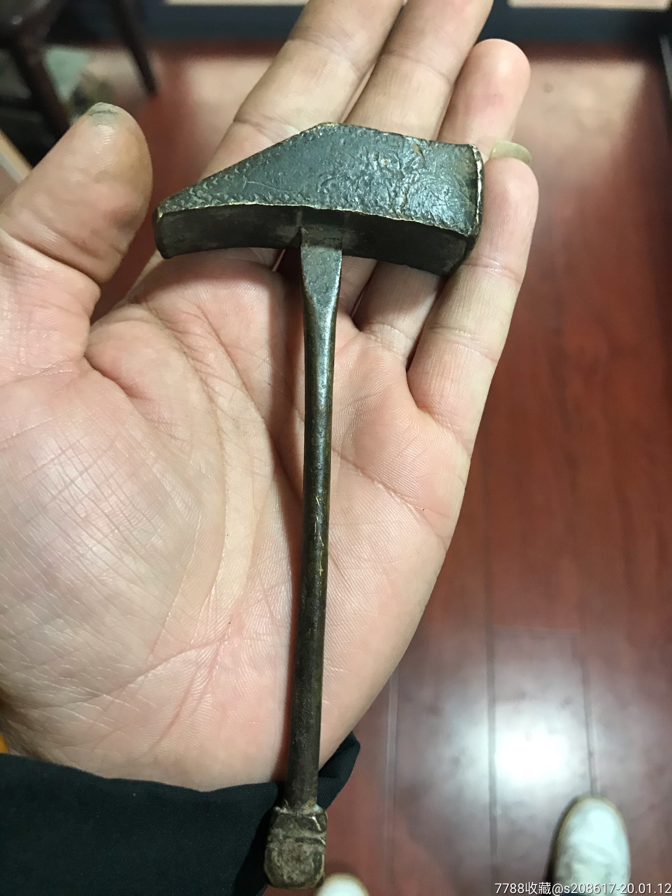 清末民国方把雕花铜锤老铜锤包老包真