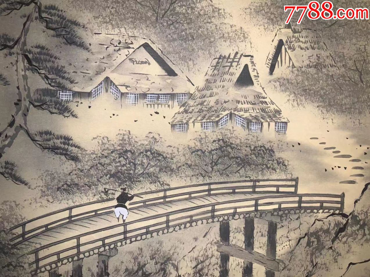 日本回流字画秀峰山水真迹包老装饰收藏画日本春收藏画日本