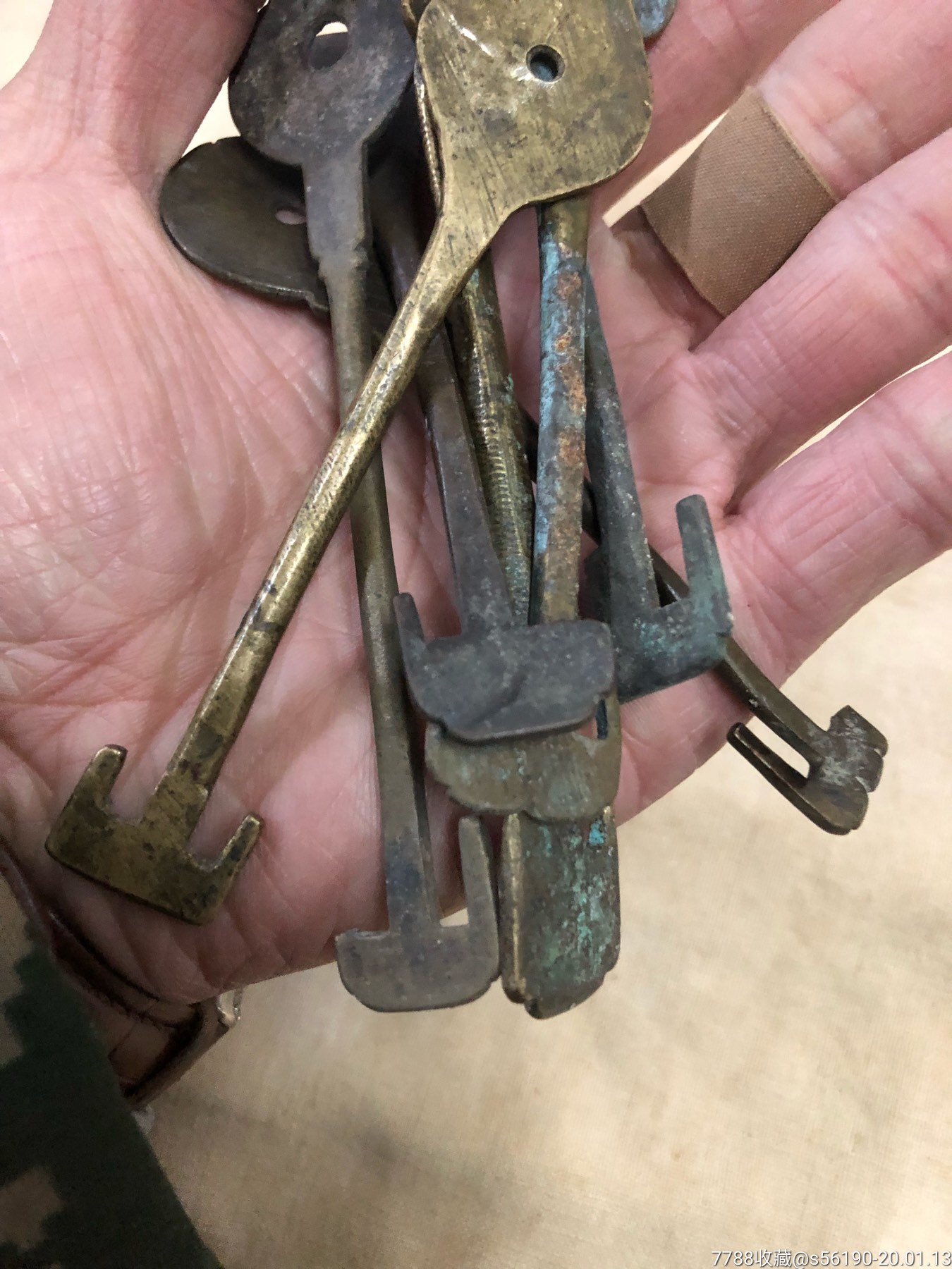 老铜钥匙7个,清代民国铜杂件