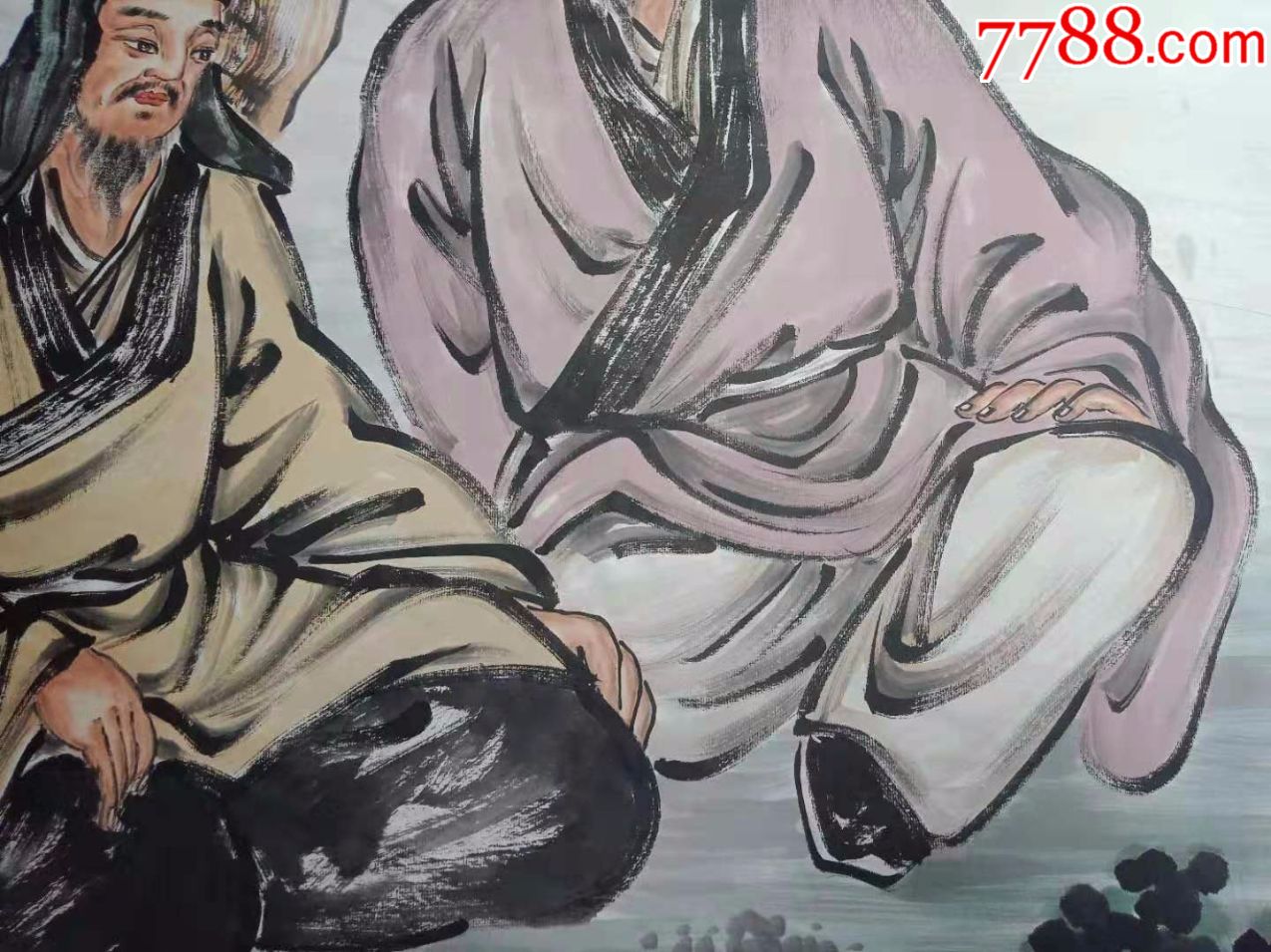 四尺大尺寸,人物画国画,文人雅士喝茶聊天,本地名家,纯手工画