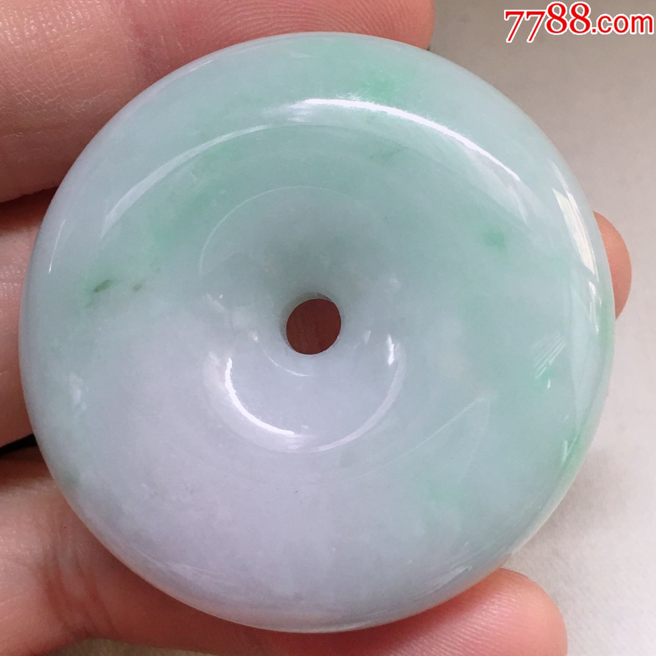 天然翡翠a货老坑冰糯种飘绿平安扣通透水润精雕玉吊坠挂件【新春特惠