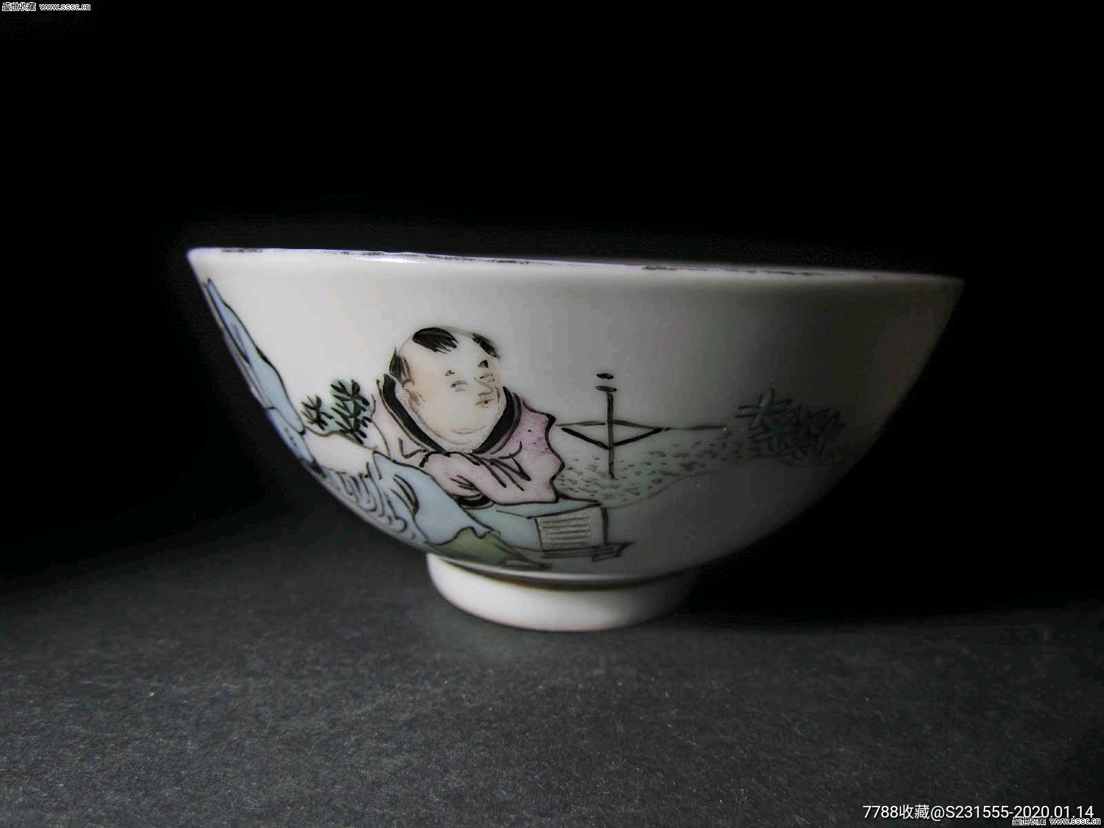 民国吴少峰浅降彩小碗一对_价格2500.