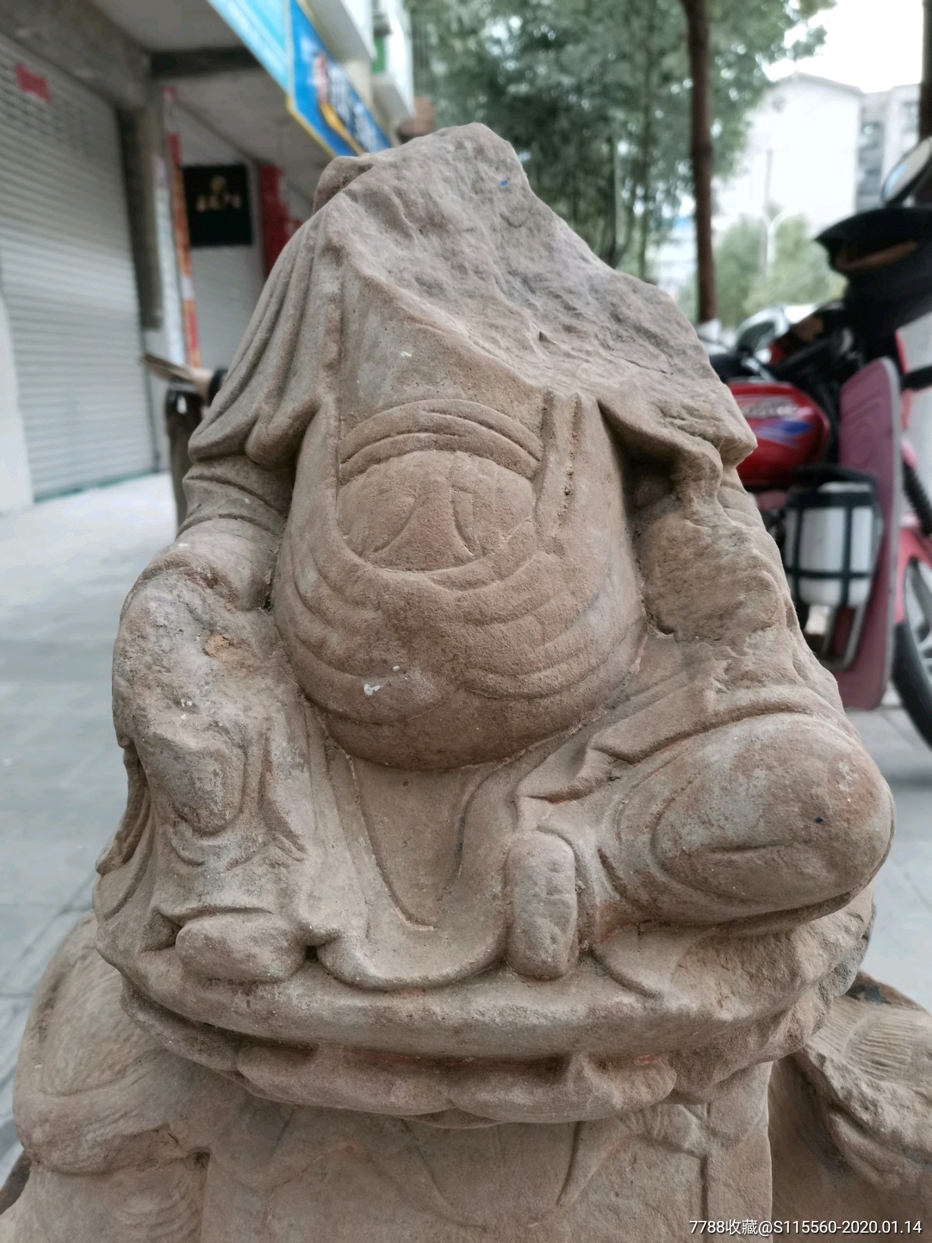 明清骑兽石佛,老石雕收藏