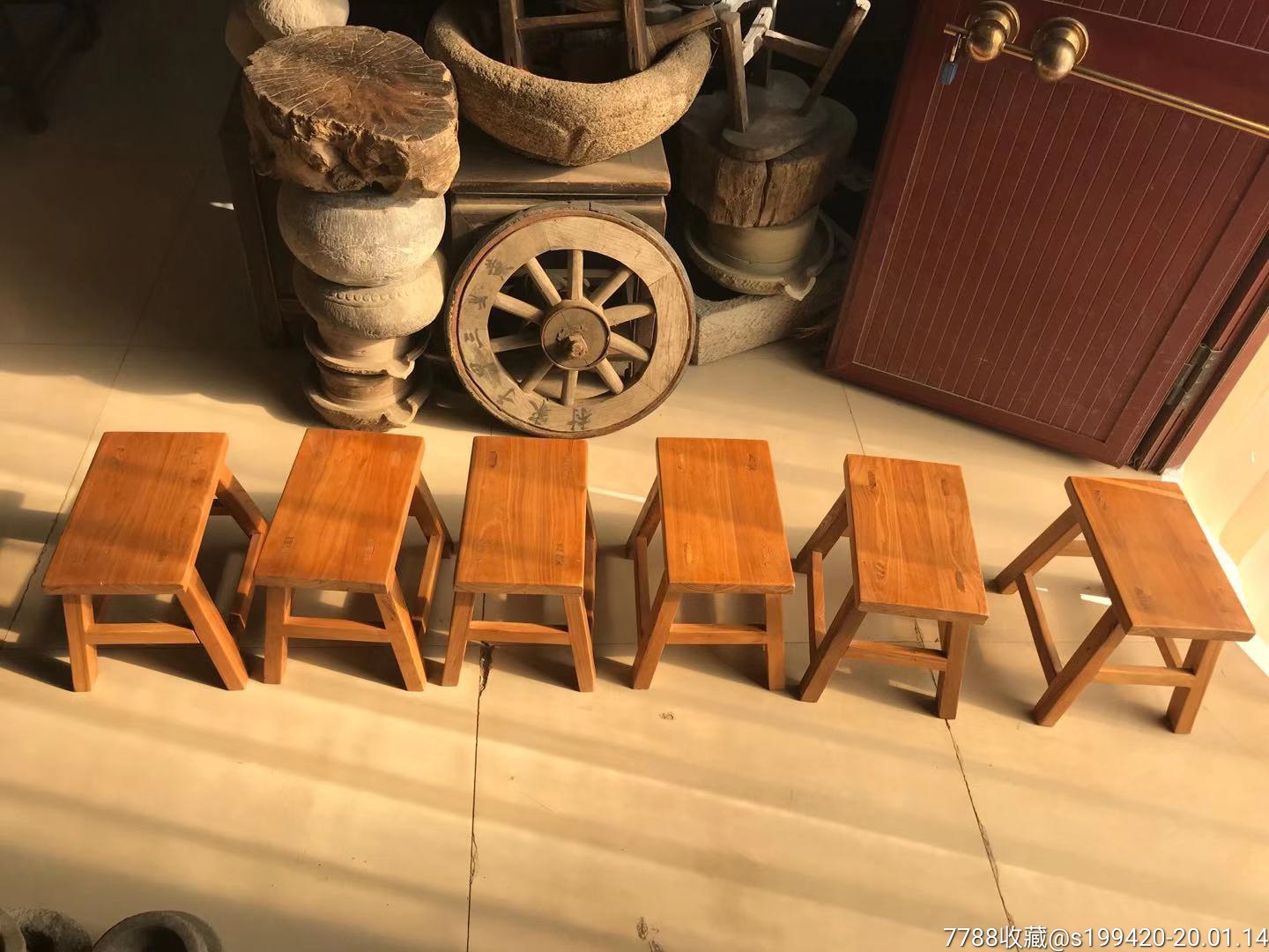 小板凳6个一套榆木老料新做新年带回家