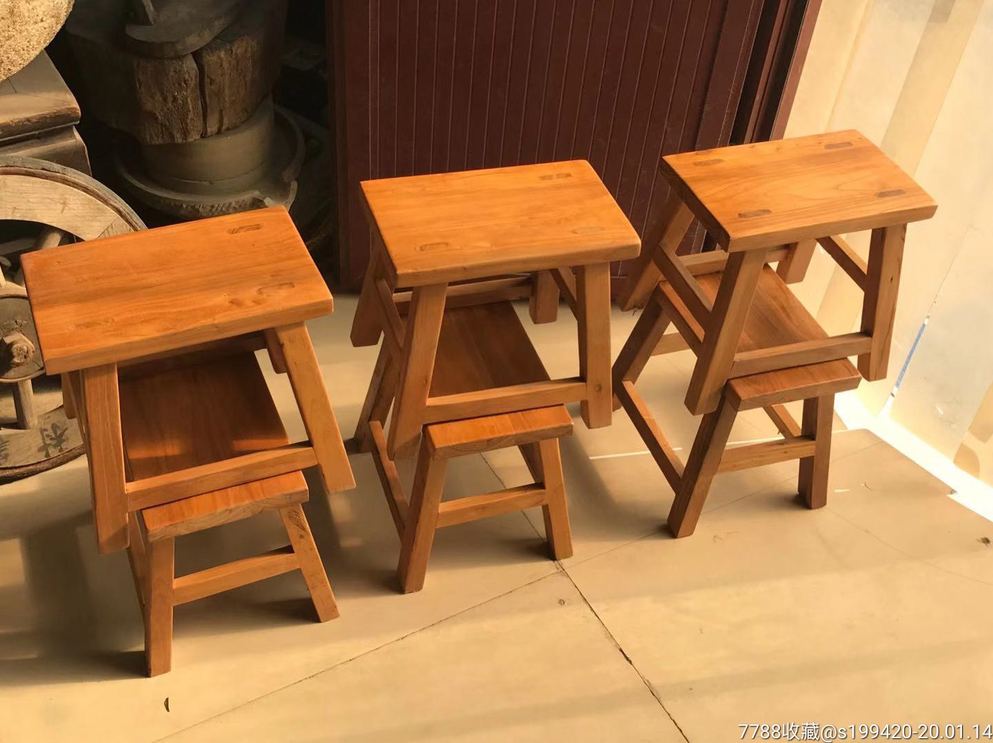 小板凳6个一套.榆木.老料新做.新年带回家.