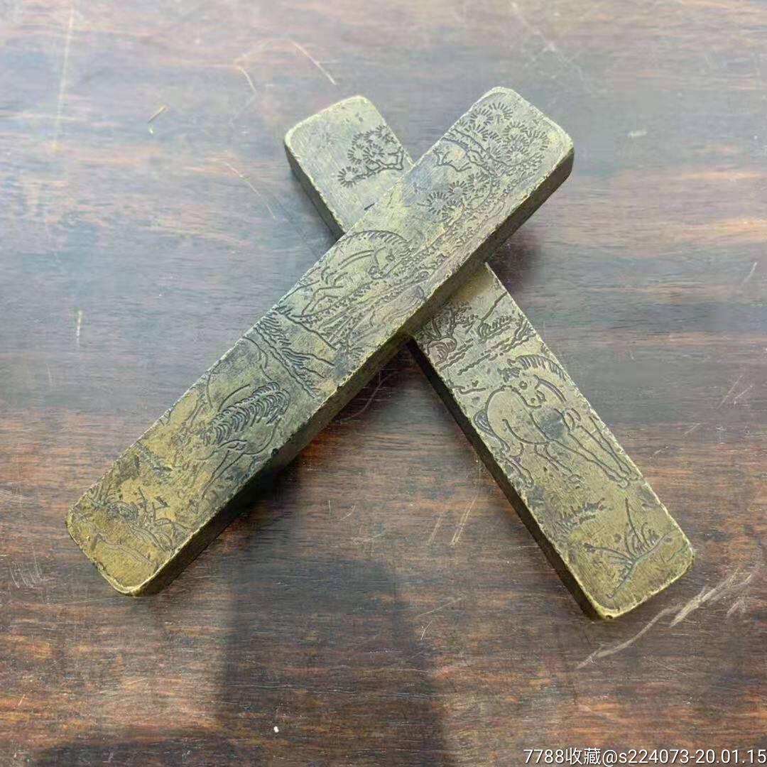 民国铜镇尺,纯手工雕刻,全品包老.