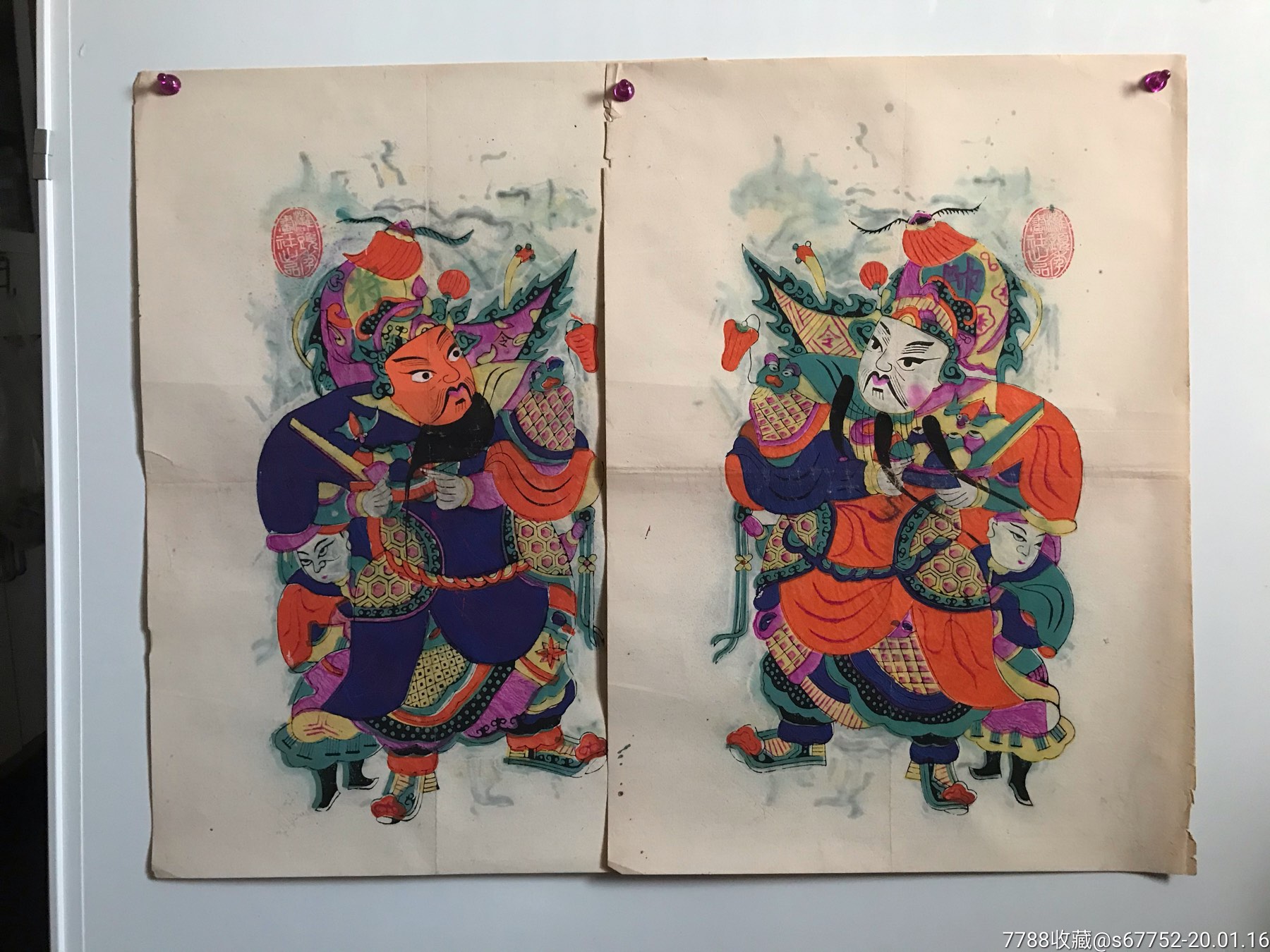 少见湖南滩头木版年画《门神》一对_版画原作_连香斋【7788收藏__收藏热线】