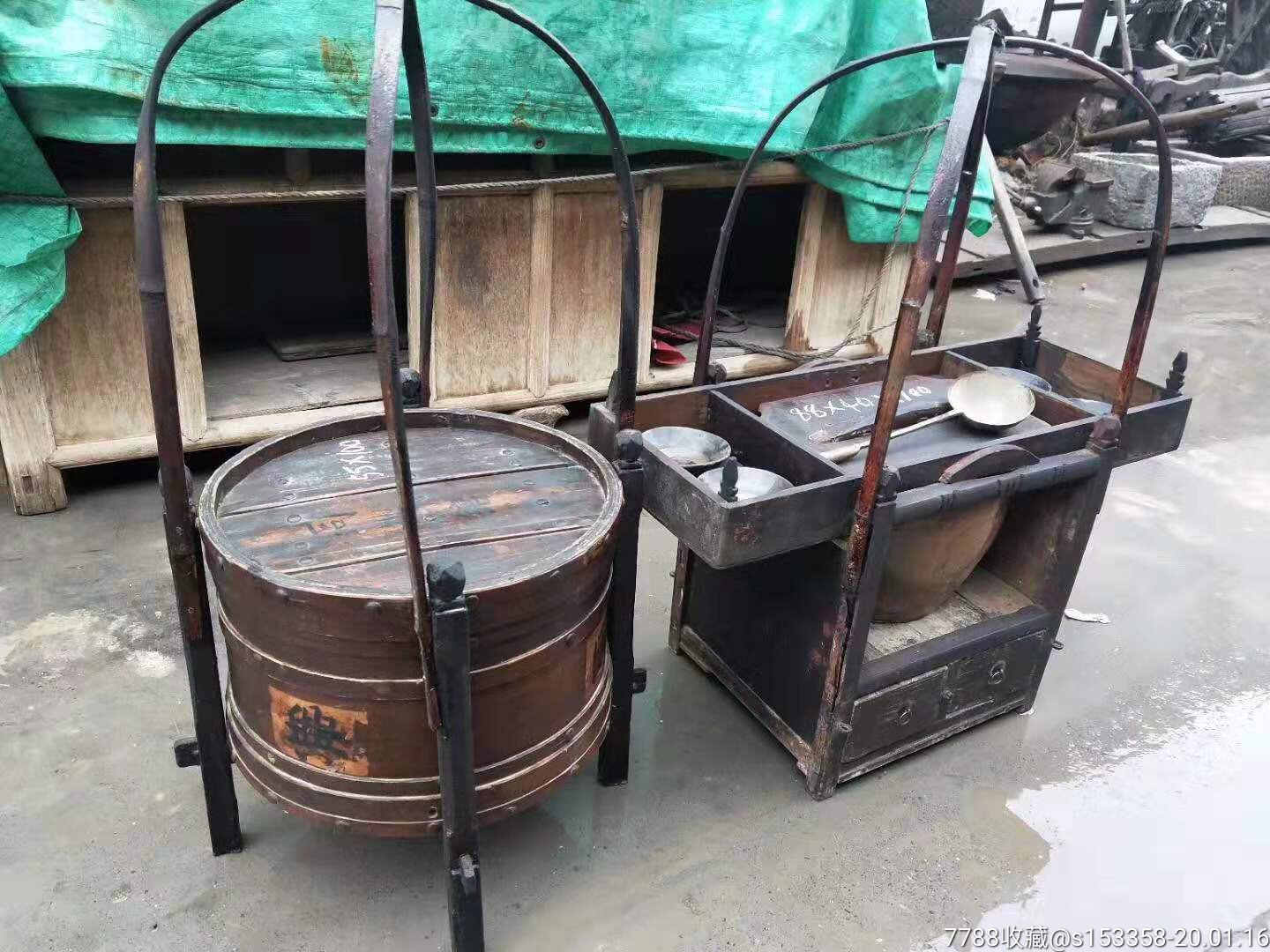 清代卖老豆腐,烧饼挑子一套,-其他生活用具-7788收藏__收藏热线