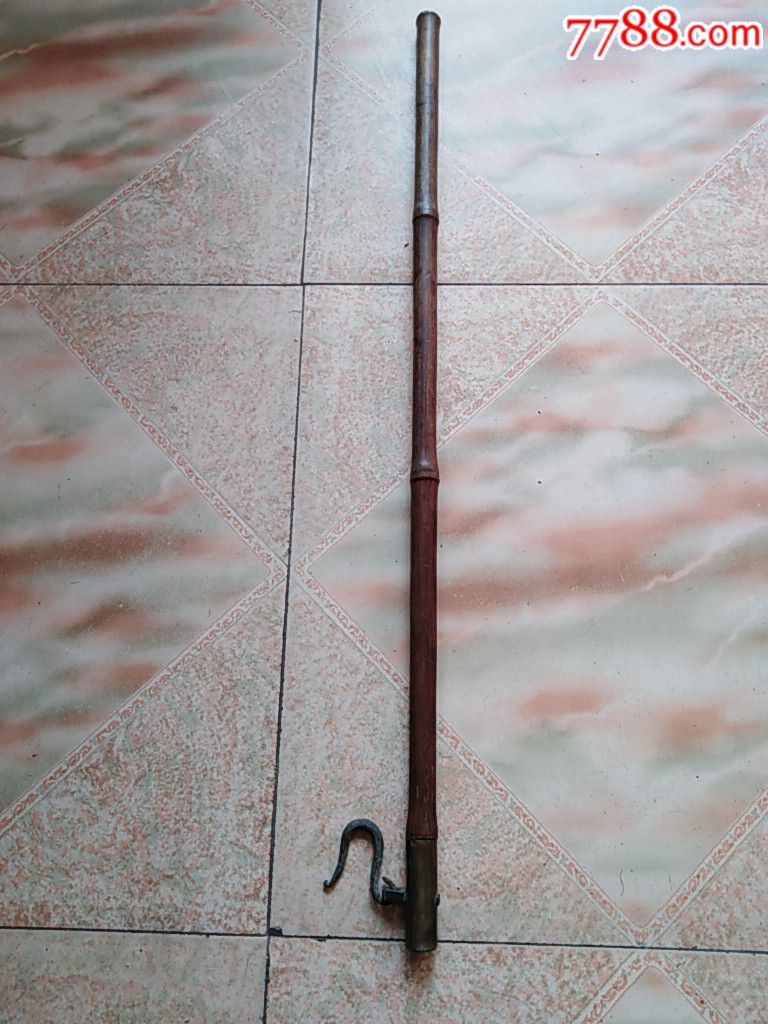 清代竹制鸟笼挂杆,铜钩饰漂亮