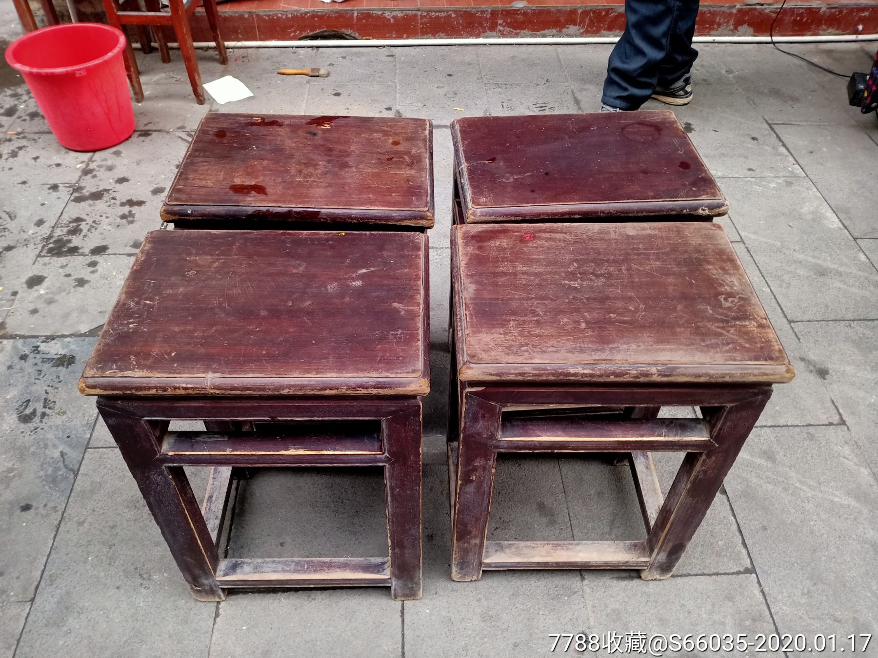 民国八仙桌配套方椅4张