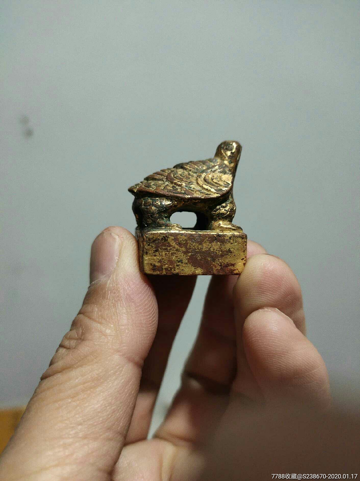 铜鎏金龟钮印-价格:2800元-se70755489-铜/金属印章-零售-7788收藏