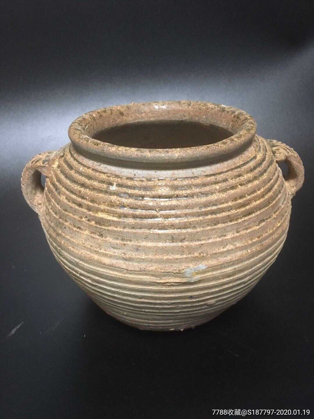 原始瓷汉代原始青瓷双系罐