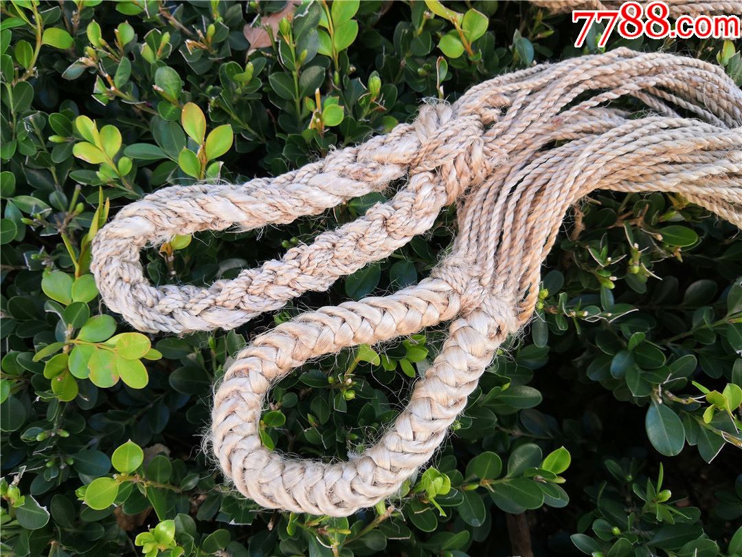 民俗收藏200102-边疆早期手工编织麻绳网式特大号吊床-两米多长