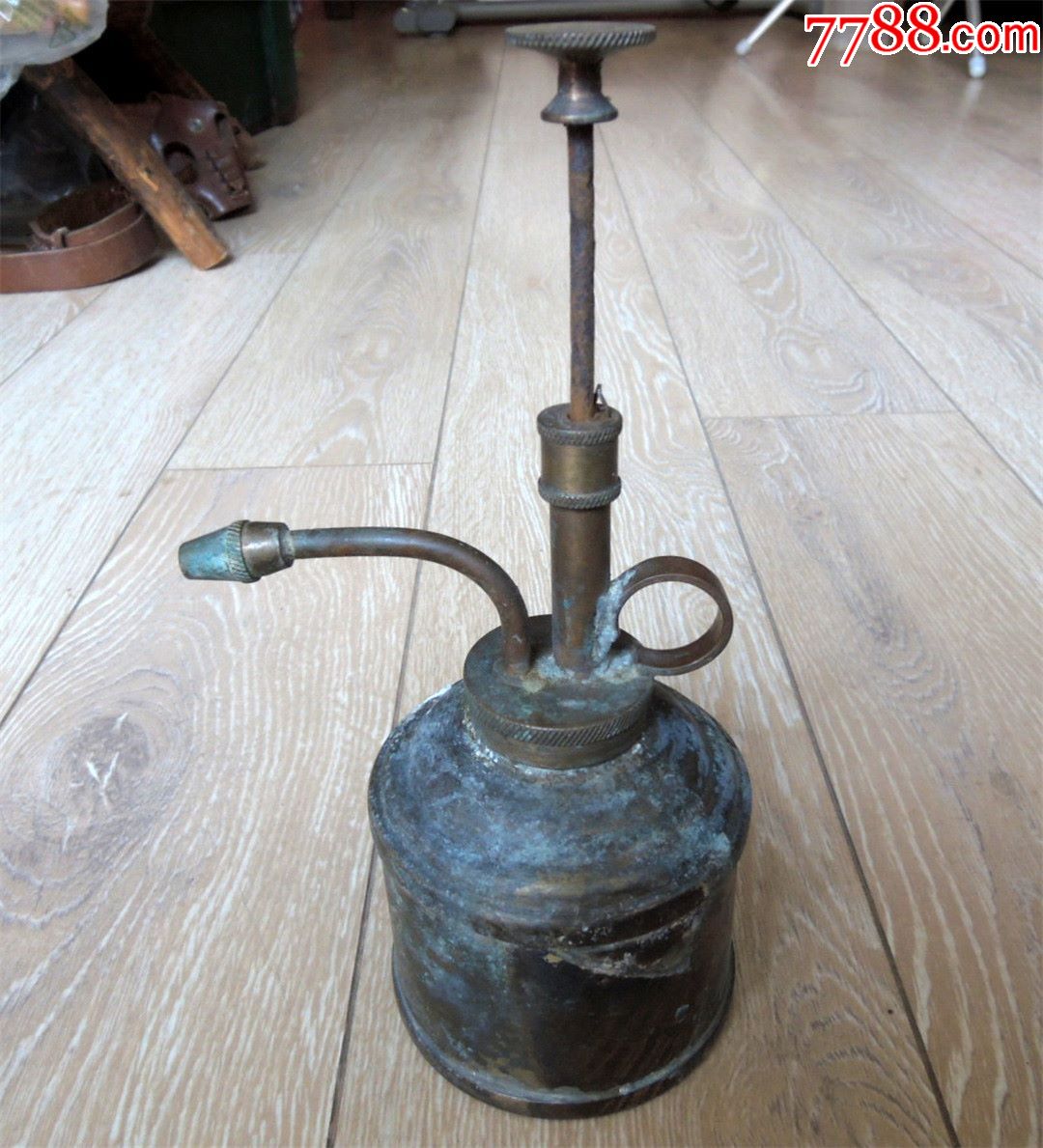 战争收藏2001民国美军遗留便携式錾纹全铜汽炉喷灯22cm504g
