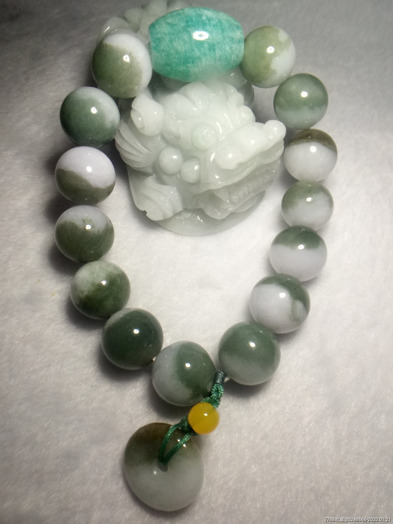 天然a货翡翠聚宝盆珠天河珠手串