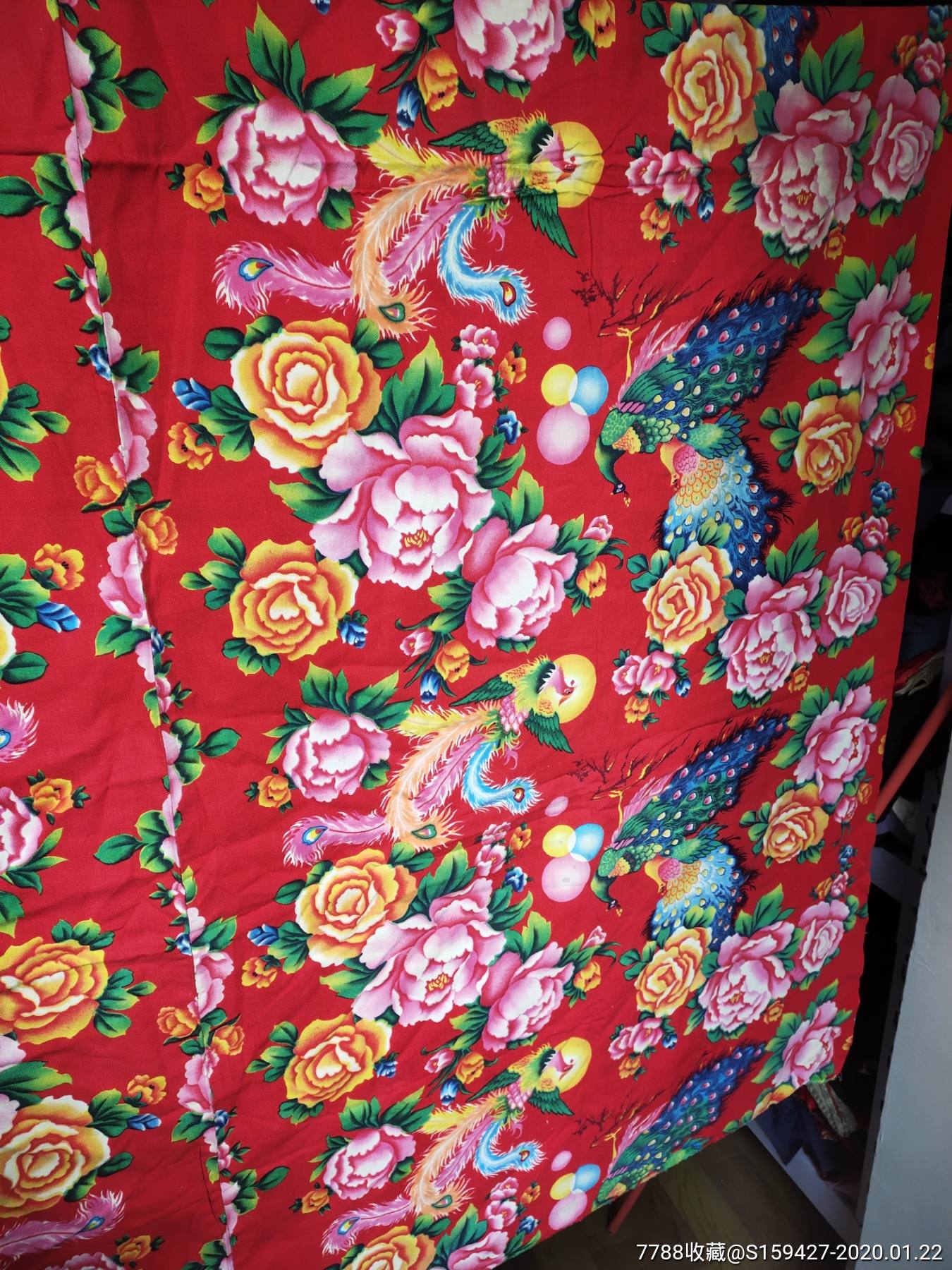 文革东北纯棉大花布被面