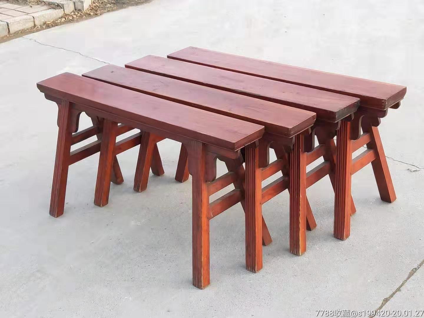 民国时期大户家榉木双人凳4个一套.包老.2680元不议价不包邮