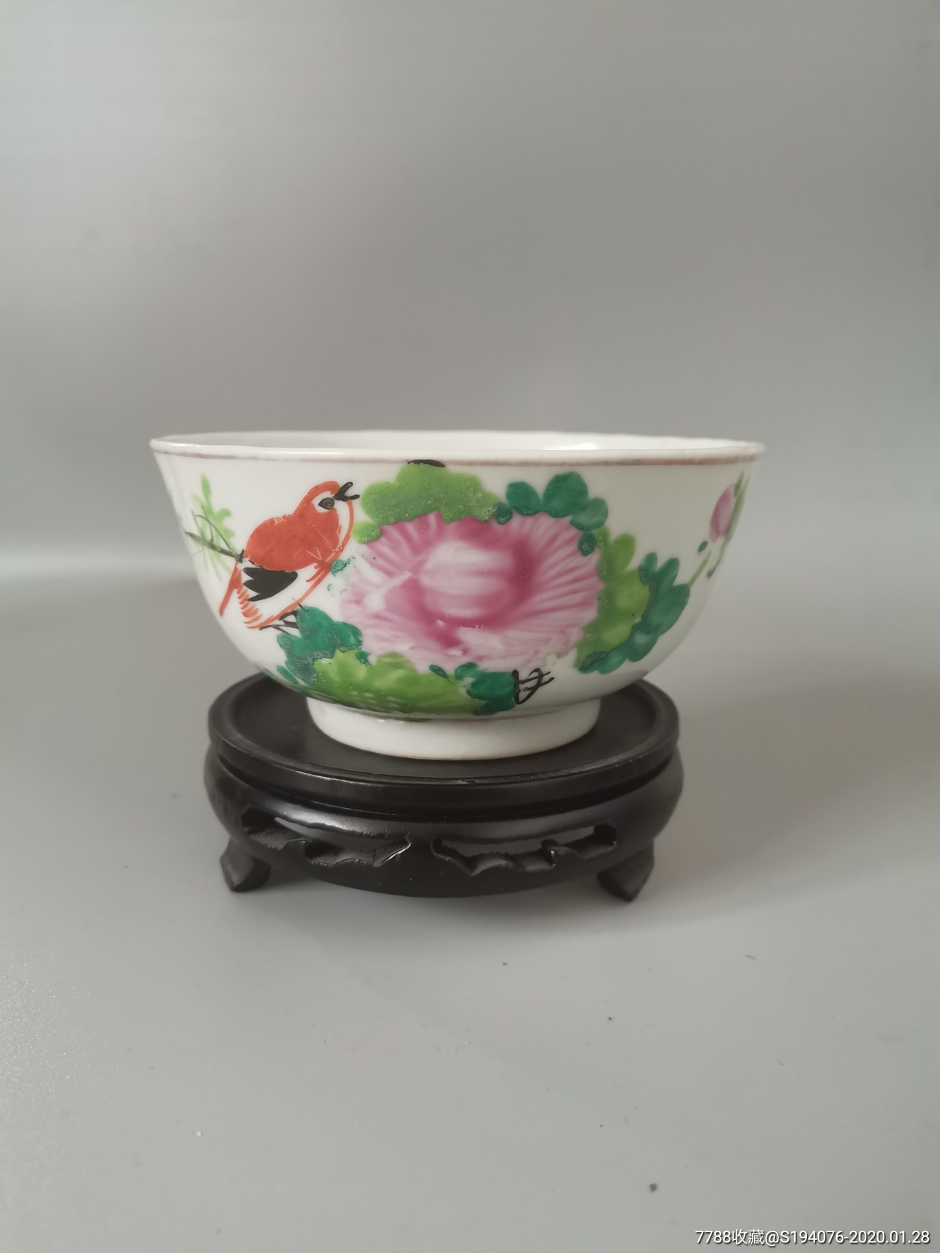 民国同顺祥造油彩花鸟碗