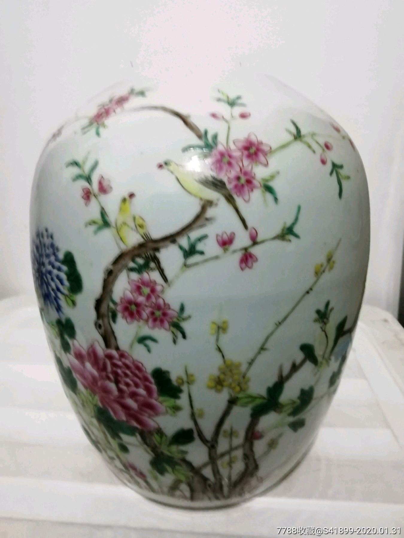 民国粉彩花鸟冬瓜罐全品