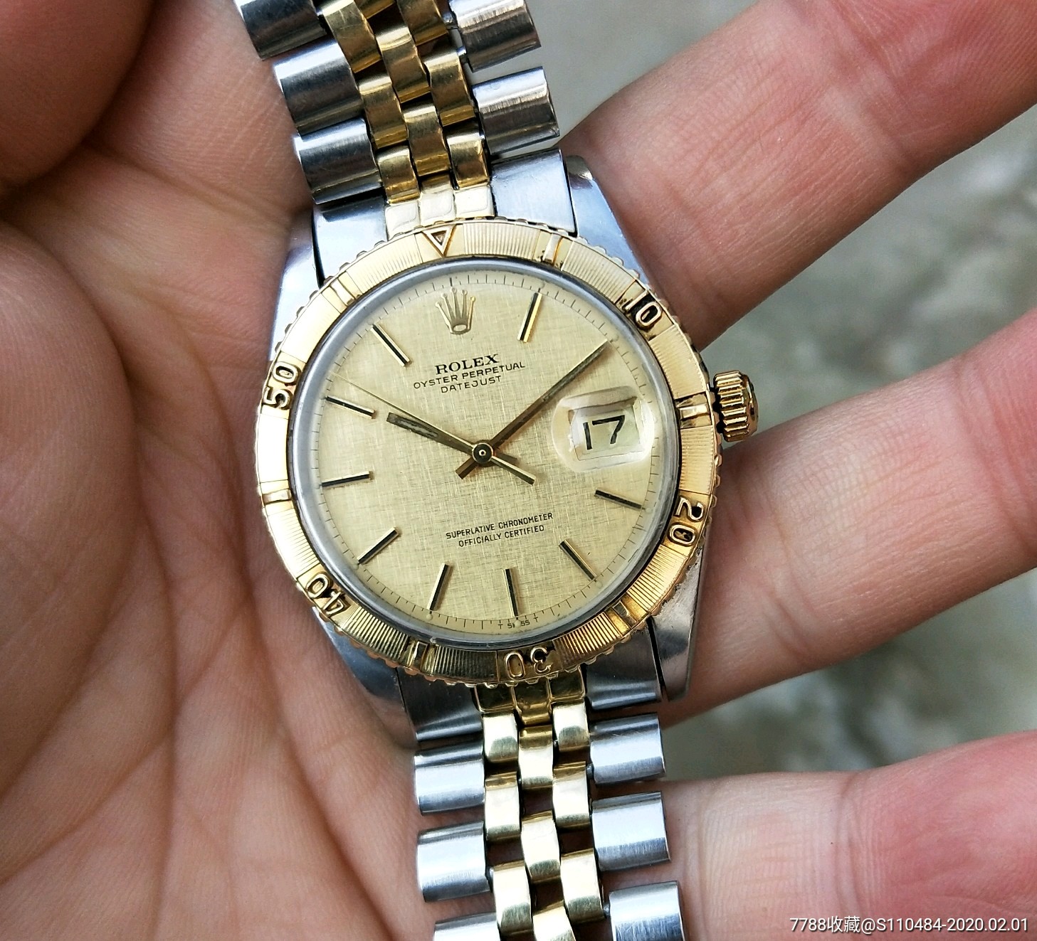 二手手表:瑞士古董劳力士18k爬山虎1625布纹盘自动机械表