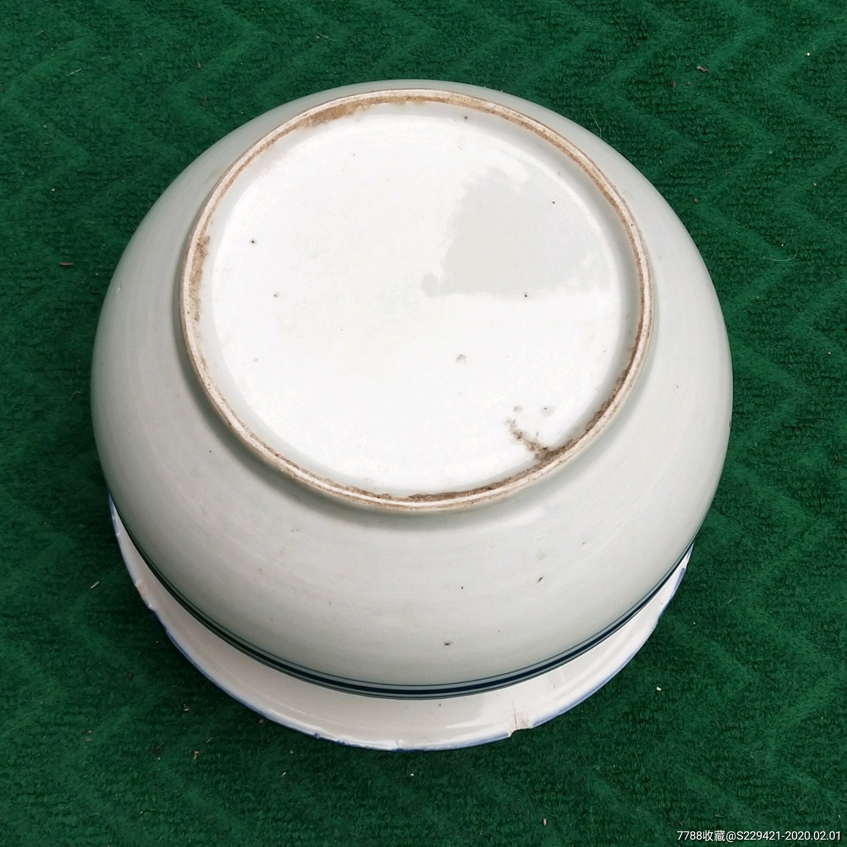 民国手工青花纹豆青釉瓷文房痰盂砵子笔洗摆件收藏品