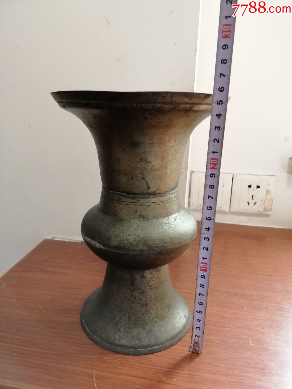 清代白铜花觚渣斗(a4494)-铜皿/盛具-7788收藏__收藏热线