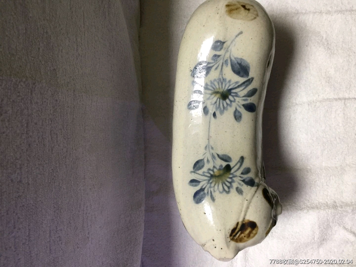 青花猫型枕手绘枕婴儿瓷枕