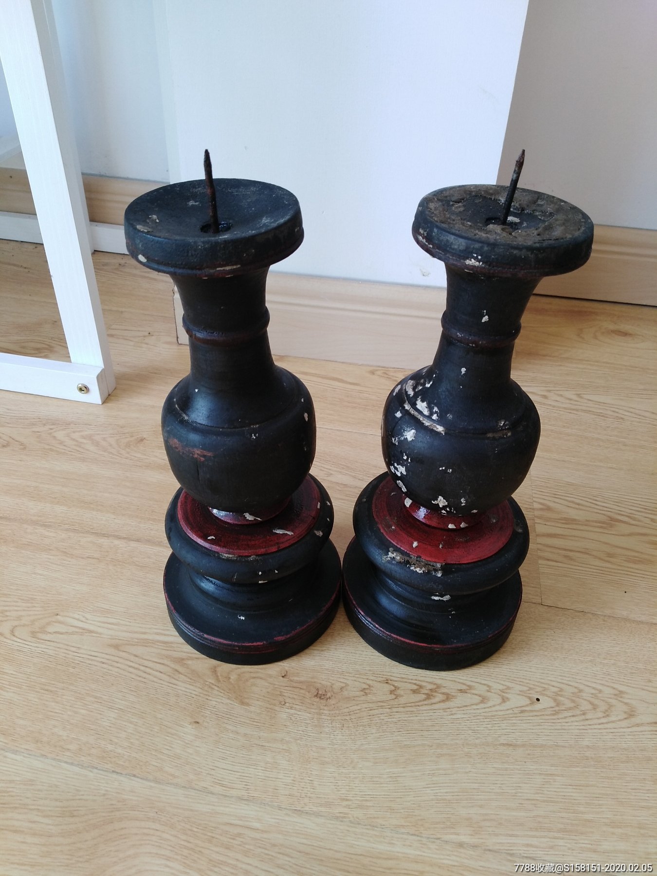 清代徽州孔庙书院用木质蜡烛台_价格800元【徽州往事