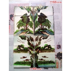 稀少清末全品釉下山水纹瓷砖八块一套全(se70952291)_7788收藏__收藏热线