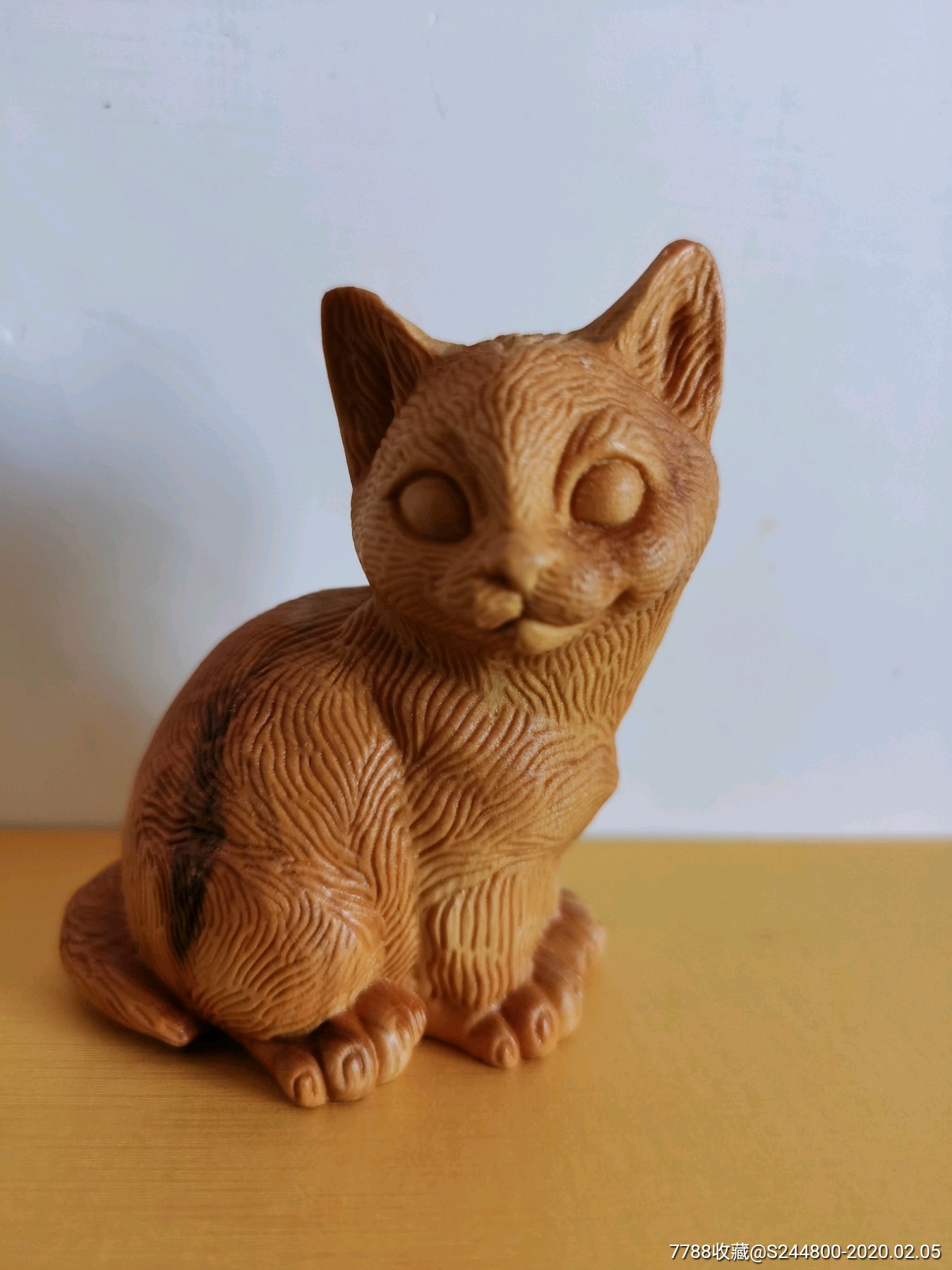 崖柏木雕小猫.