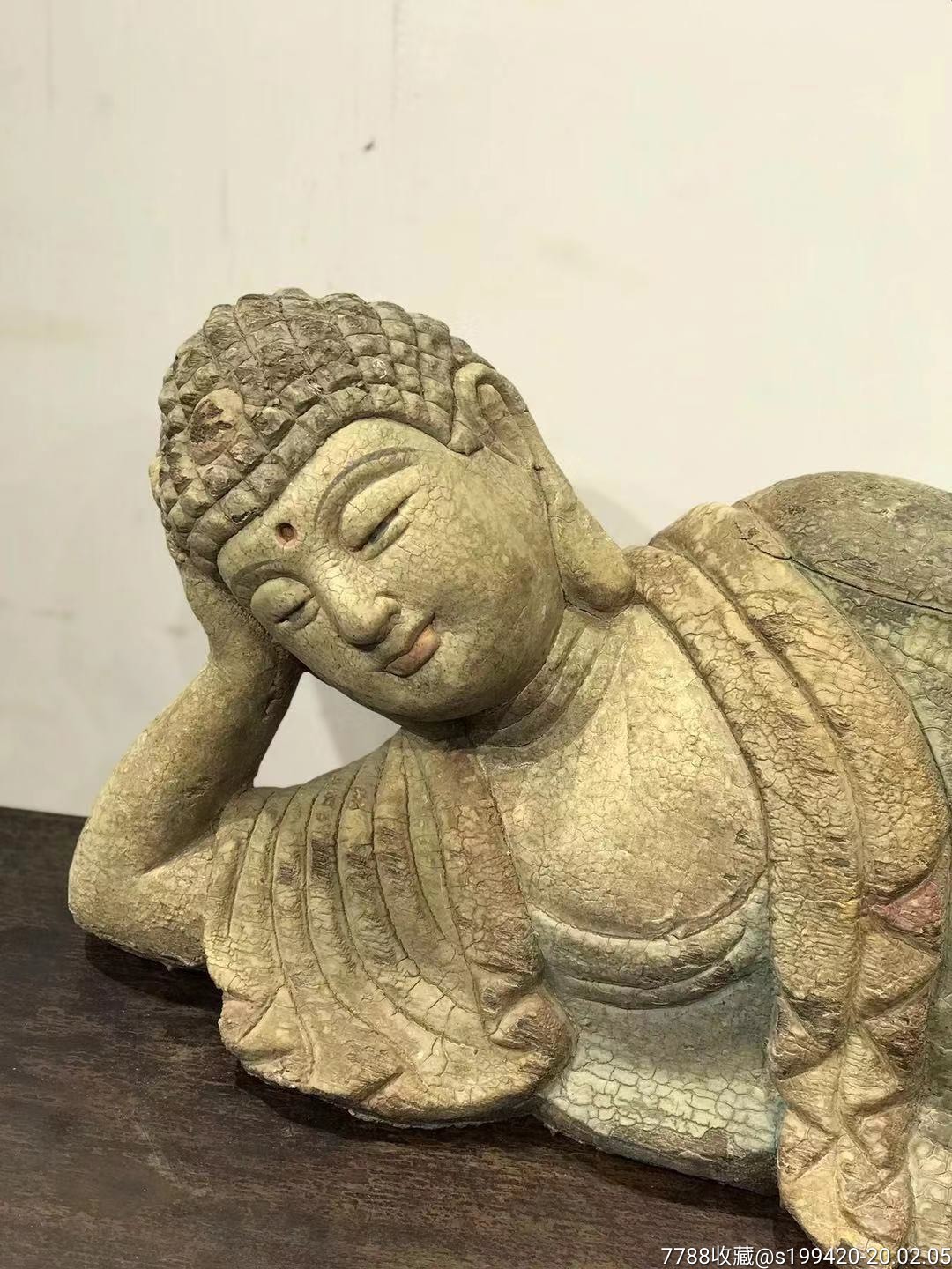 睡佛.楠木.造型别致,侧身熟睡.雕刻自然流畅开脸福气面带微笑.