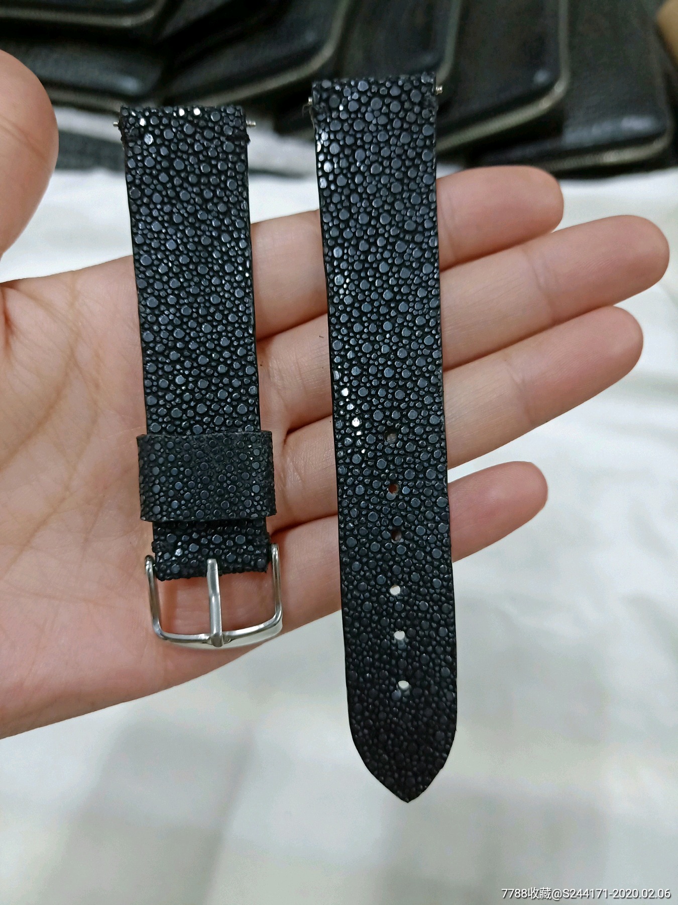 珍珠鱼皮表带皮带,真皮手表带,尺寸可订制