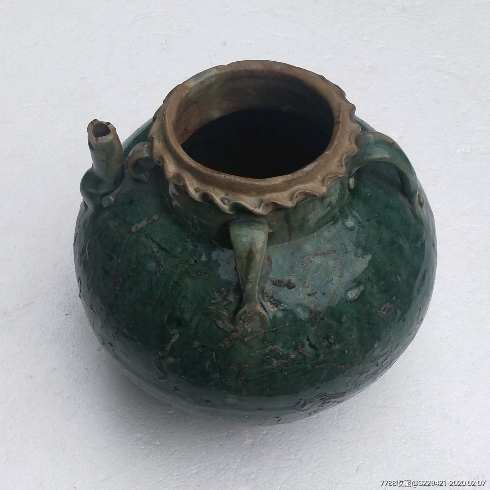 民国红陶绿釉酒壶铜官窑坛子