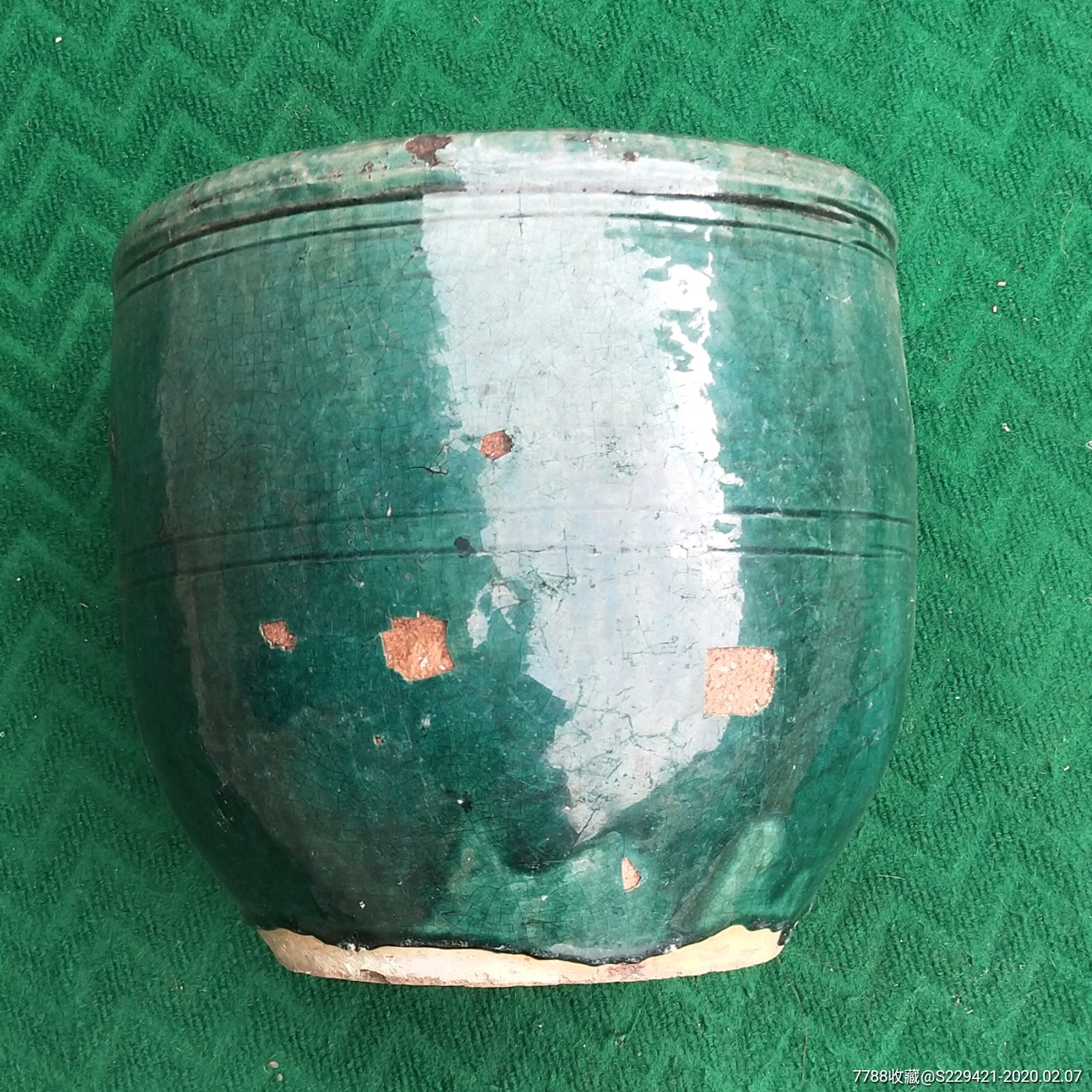 民国铜官窑绿釉红陶缸_红陶_第6张_7788陶器收藏