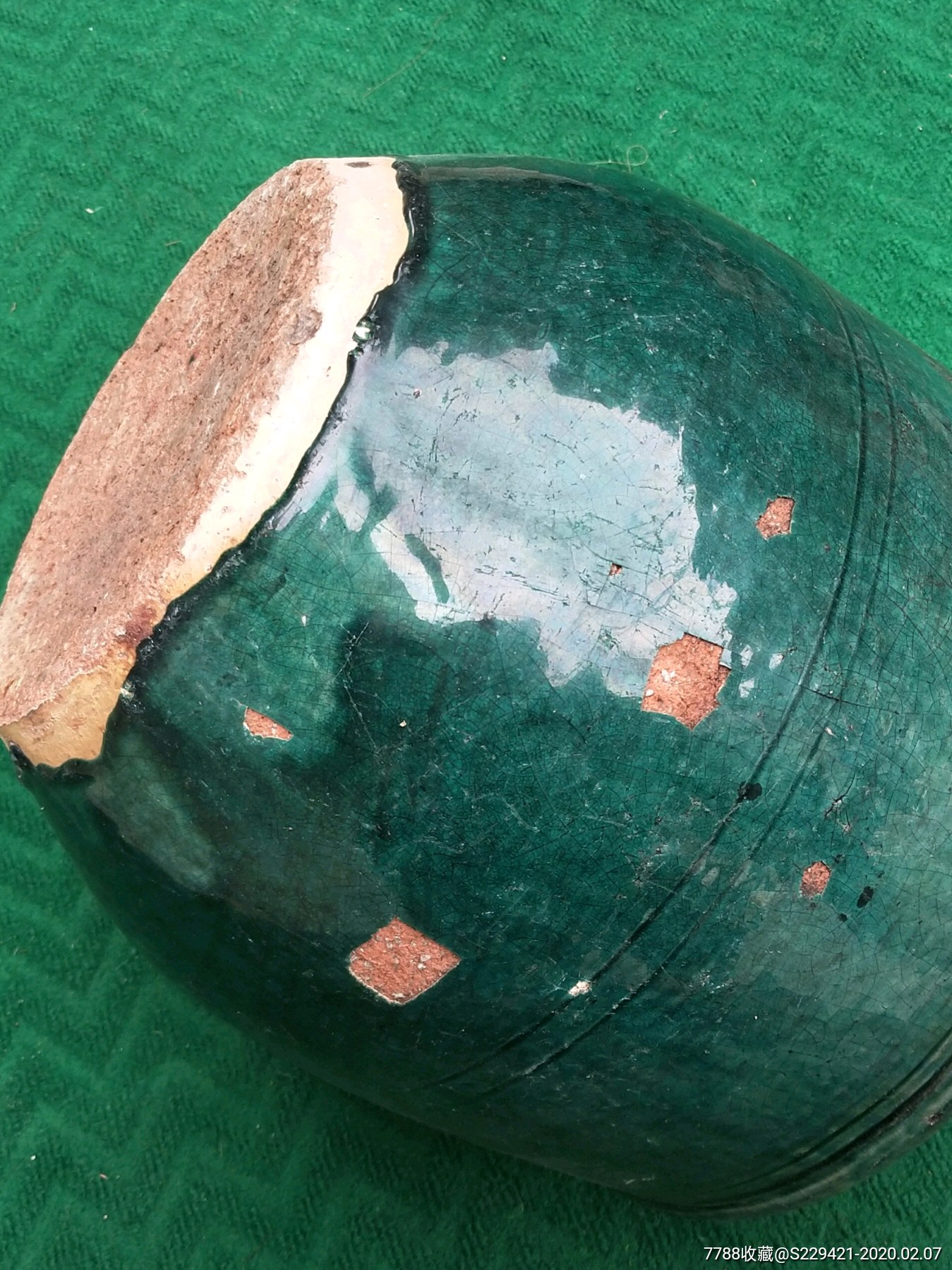 民国铜官窑绿釉红陶缸_红陶_第13张_7788陶器收藏